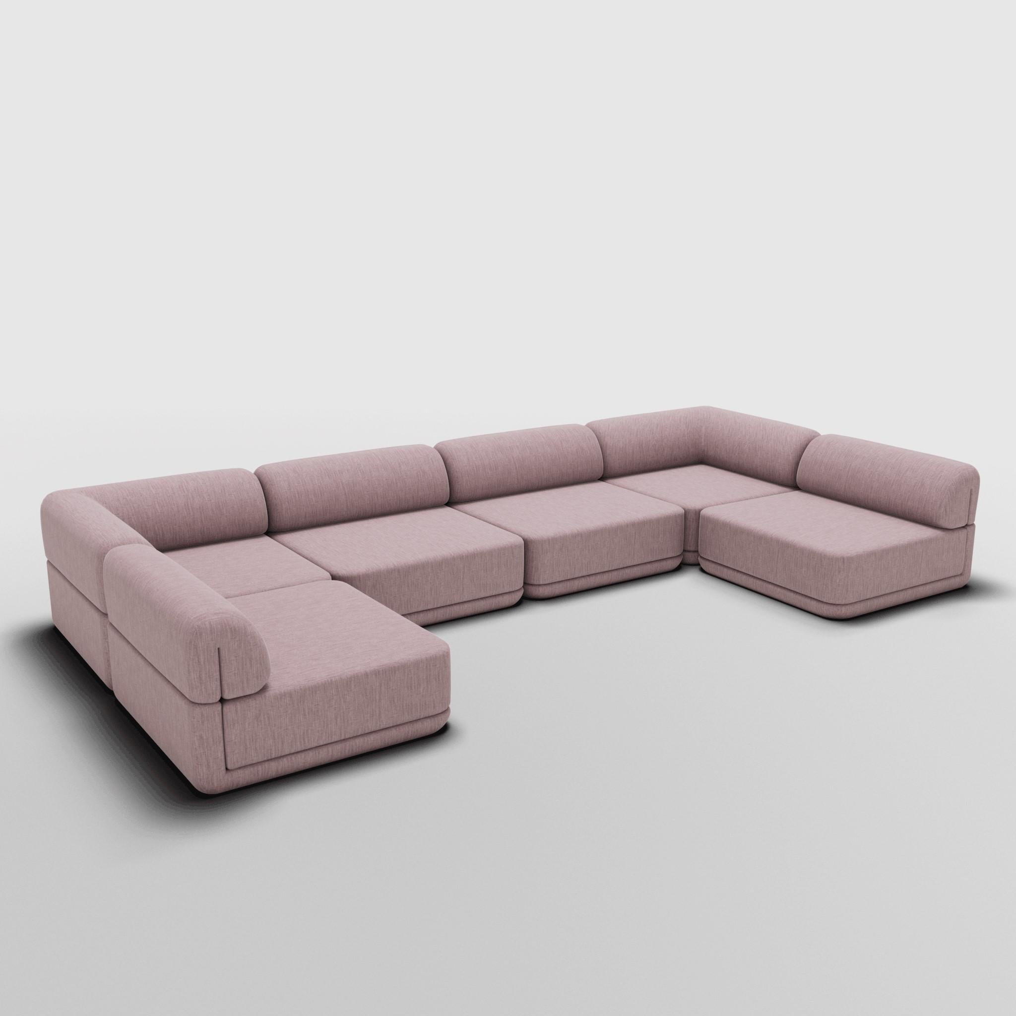 Contemporary The Cube Sofa -- U-Shape Sectional -- Grey Bouclé For Sale