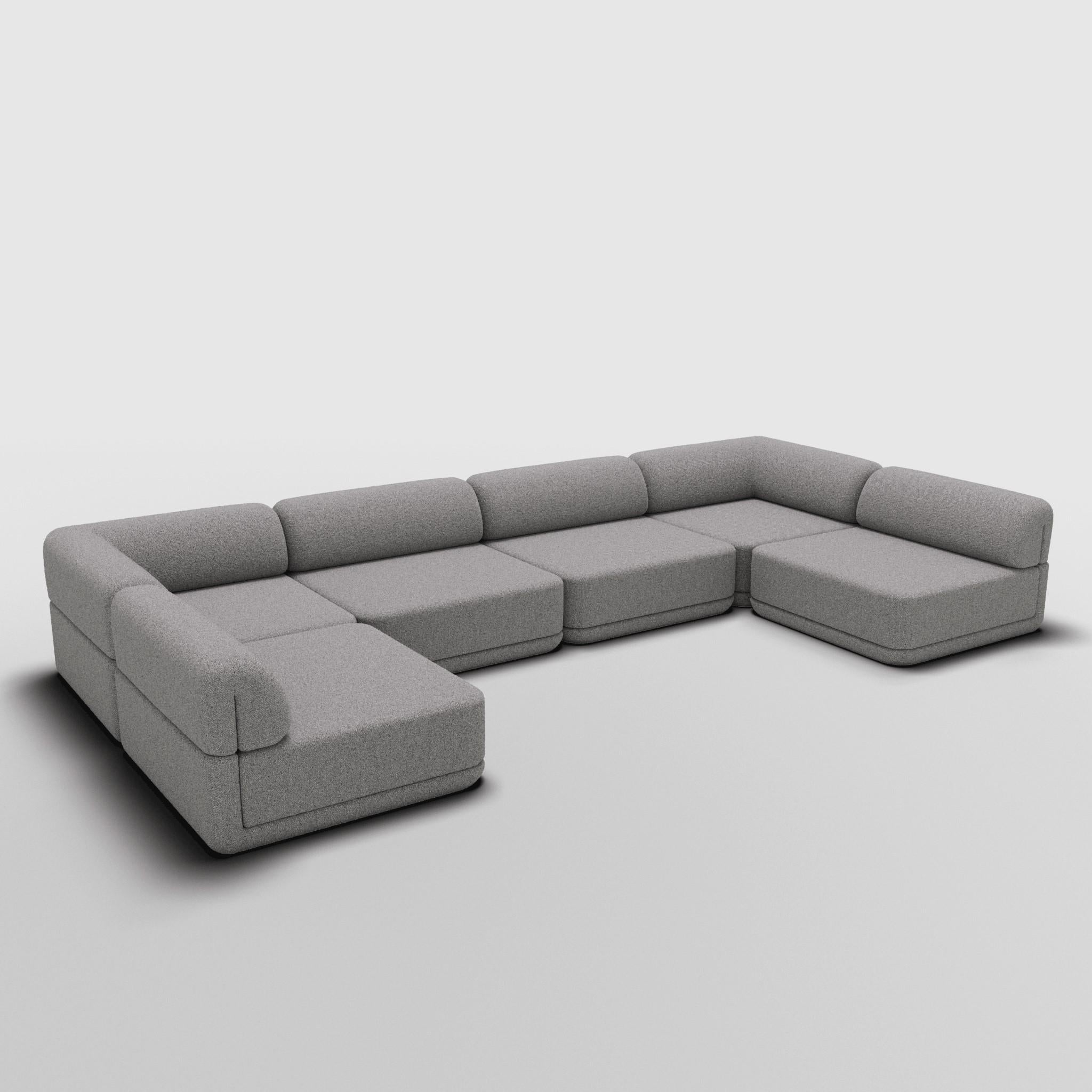 The Cube Sofa -- U-Shape Sectional -- Grey Bouclé For Sale