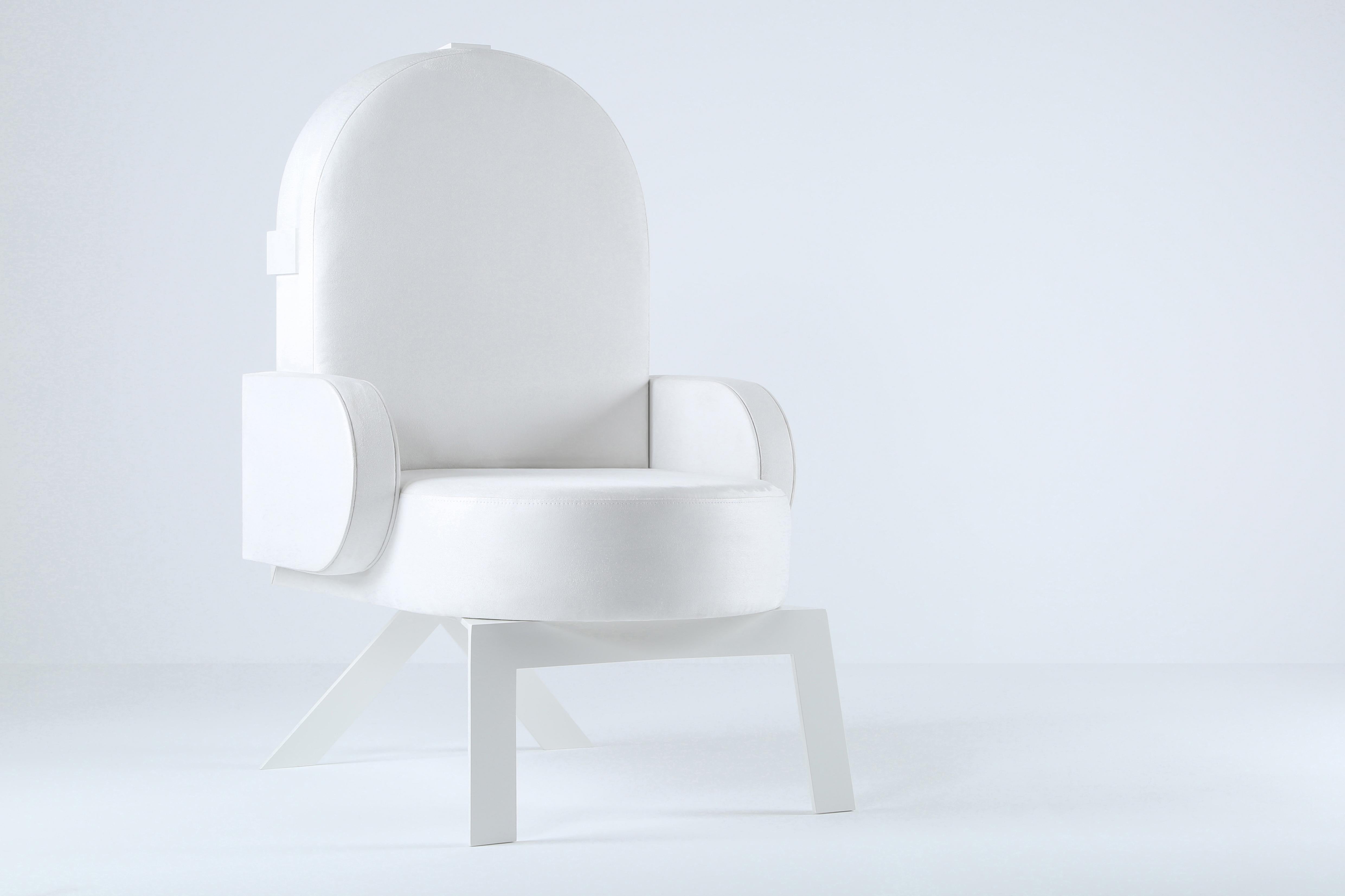 The Cure Armchair by Richard Yasmine
Materials: structure in powder coated Aluminum, Fabric Upholstery
Dimensions: H.100 x W.62.5 x D.71.5 cm

The word “cure” means restore, so far a concern to solve an existent dilemma, in our case a potential