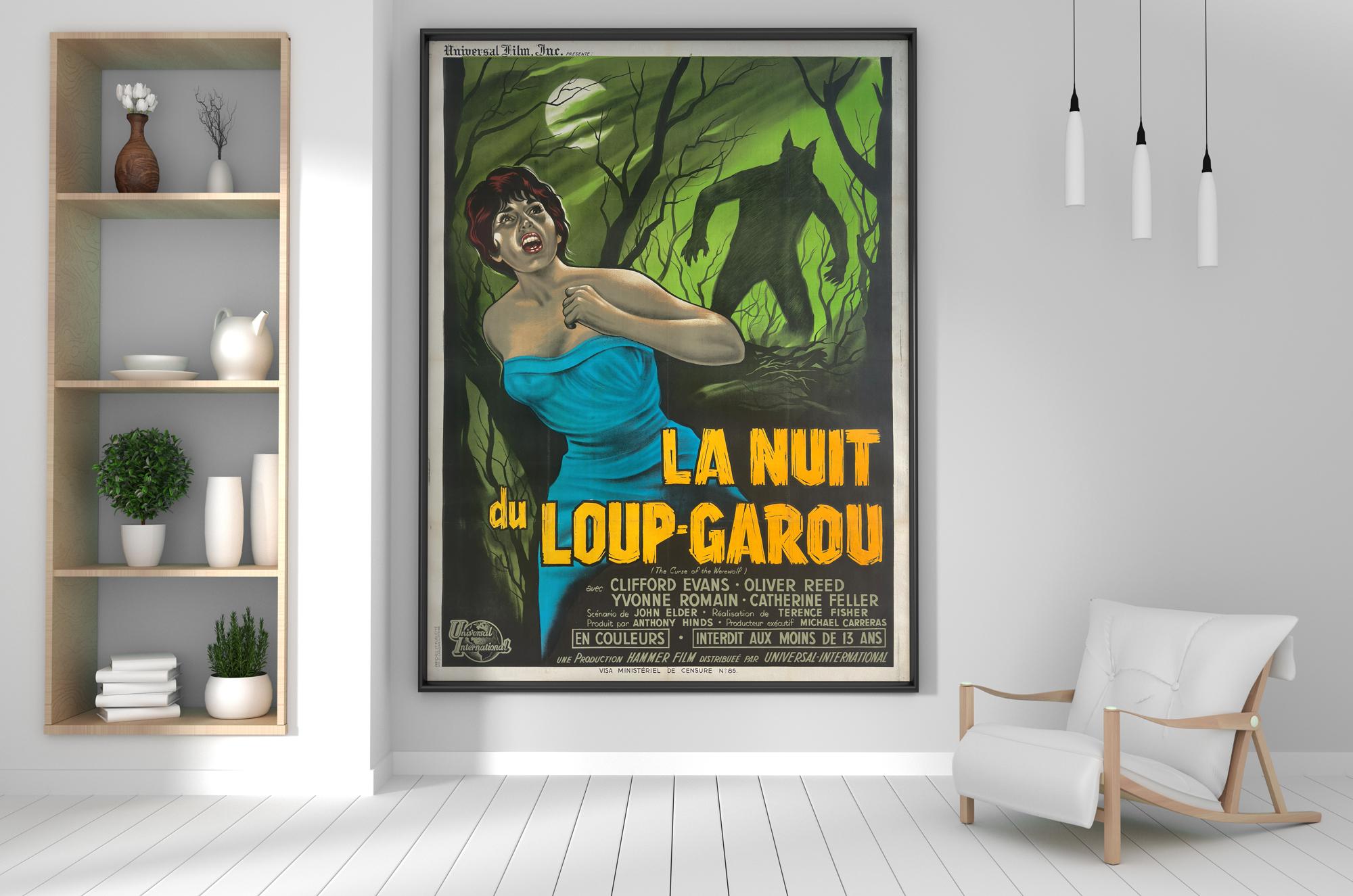 The Curse of the Werewolf (La Nuit du Loup-Garou) classic 1961 British Hammer directed by Terence Fisher, starring Oliver Reed, Yvonne Romaine, Clifford Evans and Katherine Feller.

Wonderful first-year-of-release French Grande film poster featuring