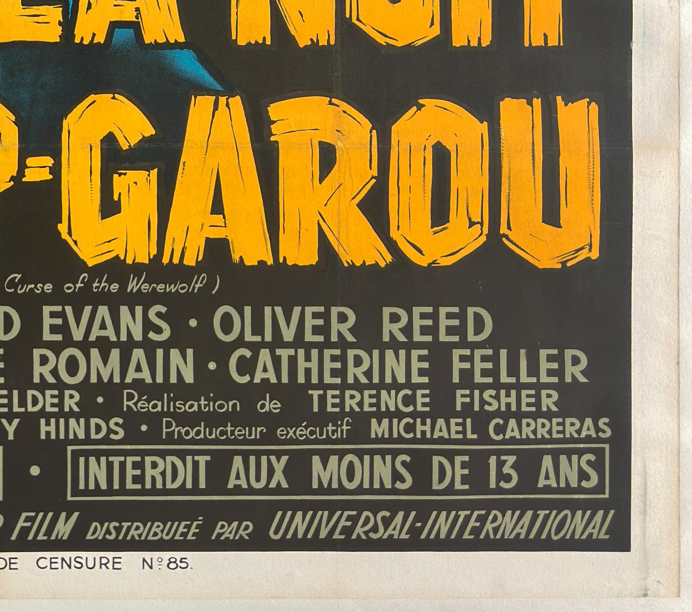 20ième siècle Le curse du loup-garou 1961 Grande affiche du film français, Guy Gerard Noel en vente