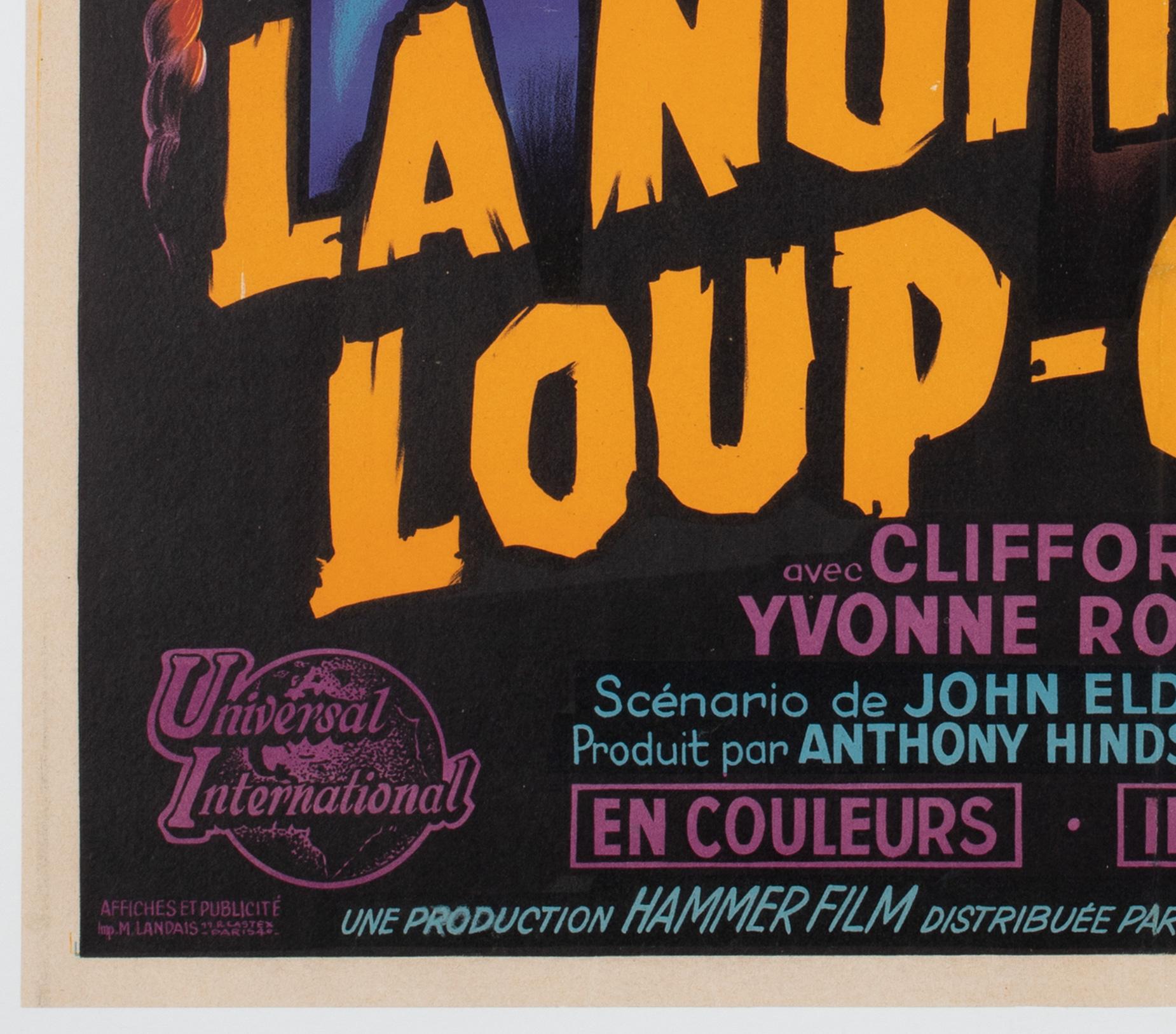 Linen THE CURSE OF THE WEREWOLF 1961 French Moyenne Film Movie Poster, GUY GERARD NOEL For Sale