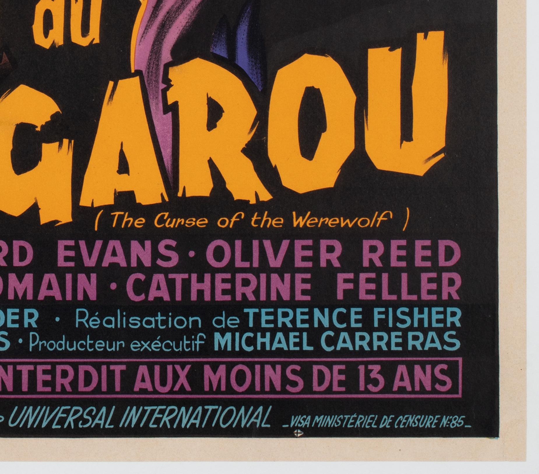 THE CURSE OF THE WEREWOLF 1961 French Moyenne Film Movie Poster, GUY GERARD NOEL For Sale 1