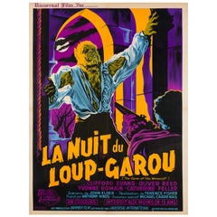 Vintage The Curse of the Werewolf Original French Film Movie Poster, Guy Noel, 1961 