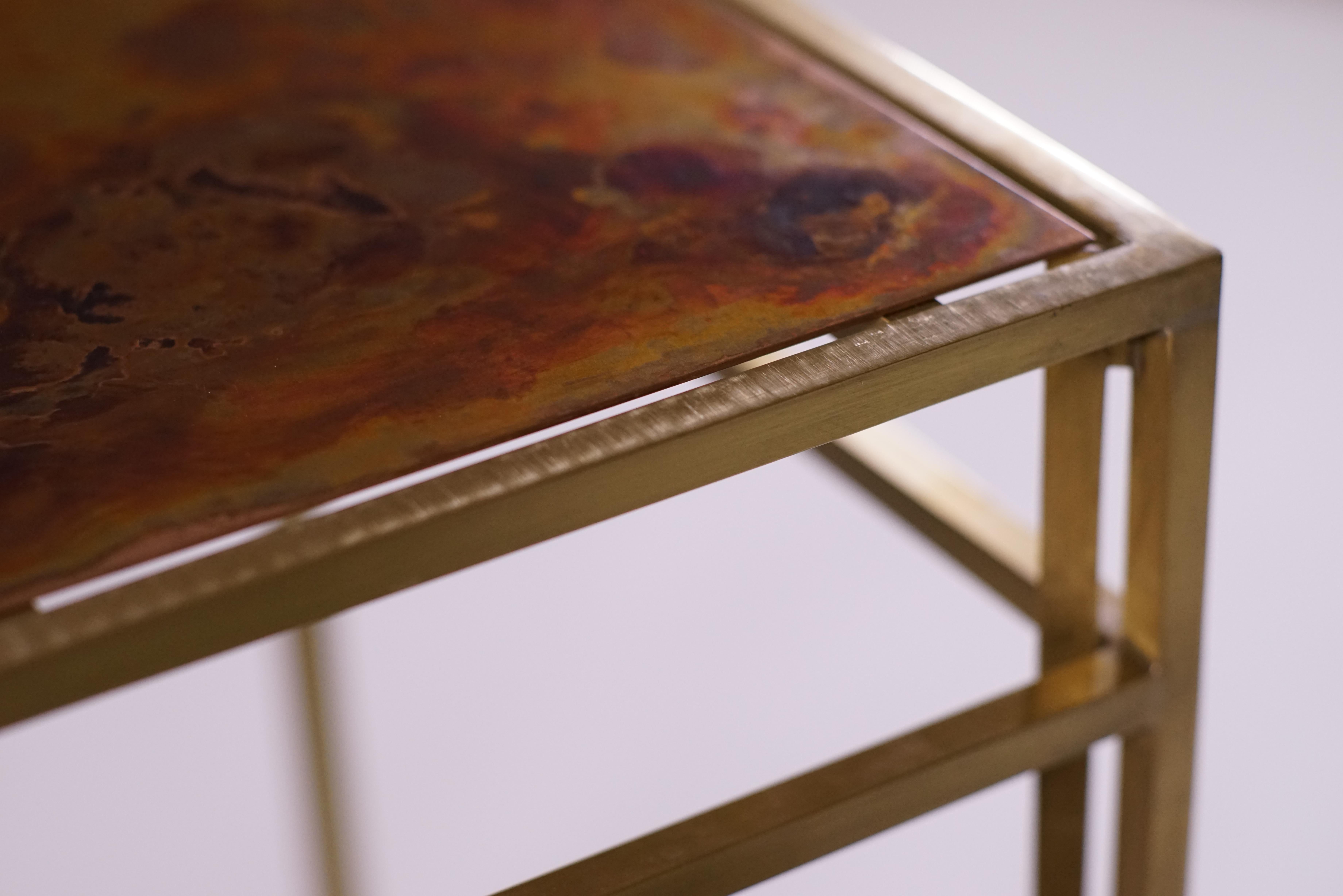 Brushed The Daddy Longlegs Console, 8-Legged Brass Frame, Patinated Bronze Top