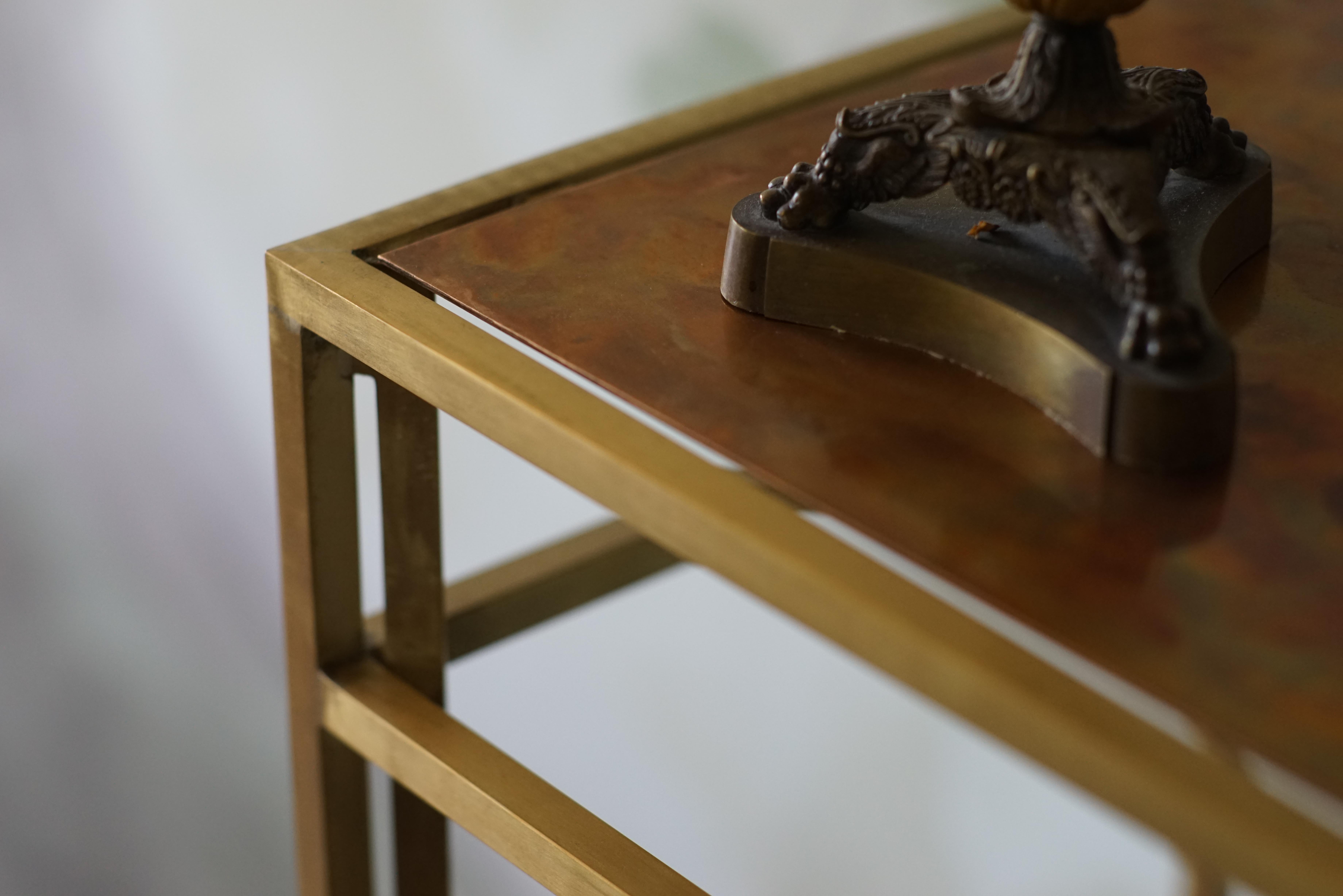 The Daddy Longlegs Console, 8-Legged Brass Frame, Patinated Bronze Top In New Condition In Lisciano Niccone, Perugia