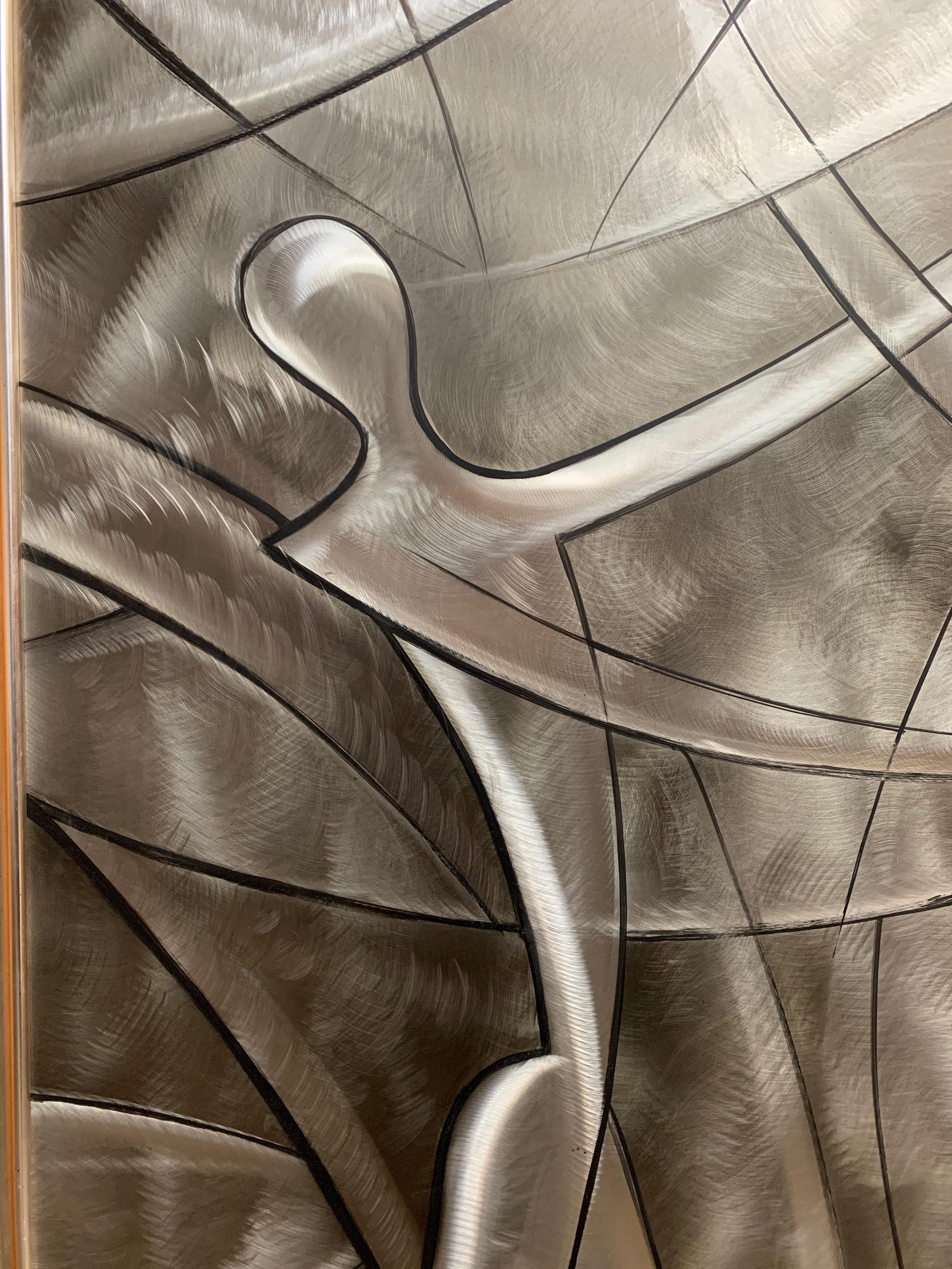 Etched stainless steel with paint accents wall art titled 