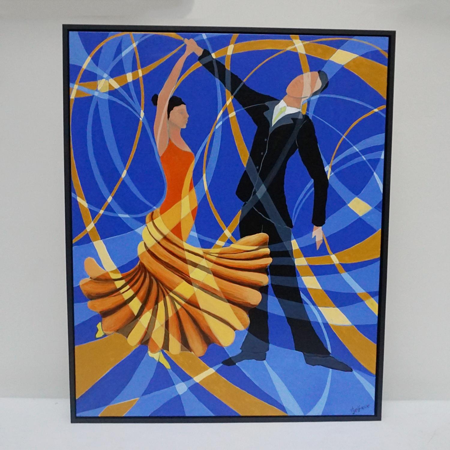 'the Dance' Contemporary Oil on Canvas Painting Depicting a Couple Dancing 4
