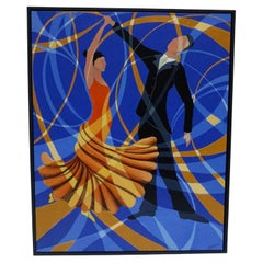 'the Dance' Contemporary Oil on Canvas Painting Depicting a Couple Dancing