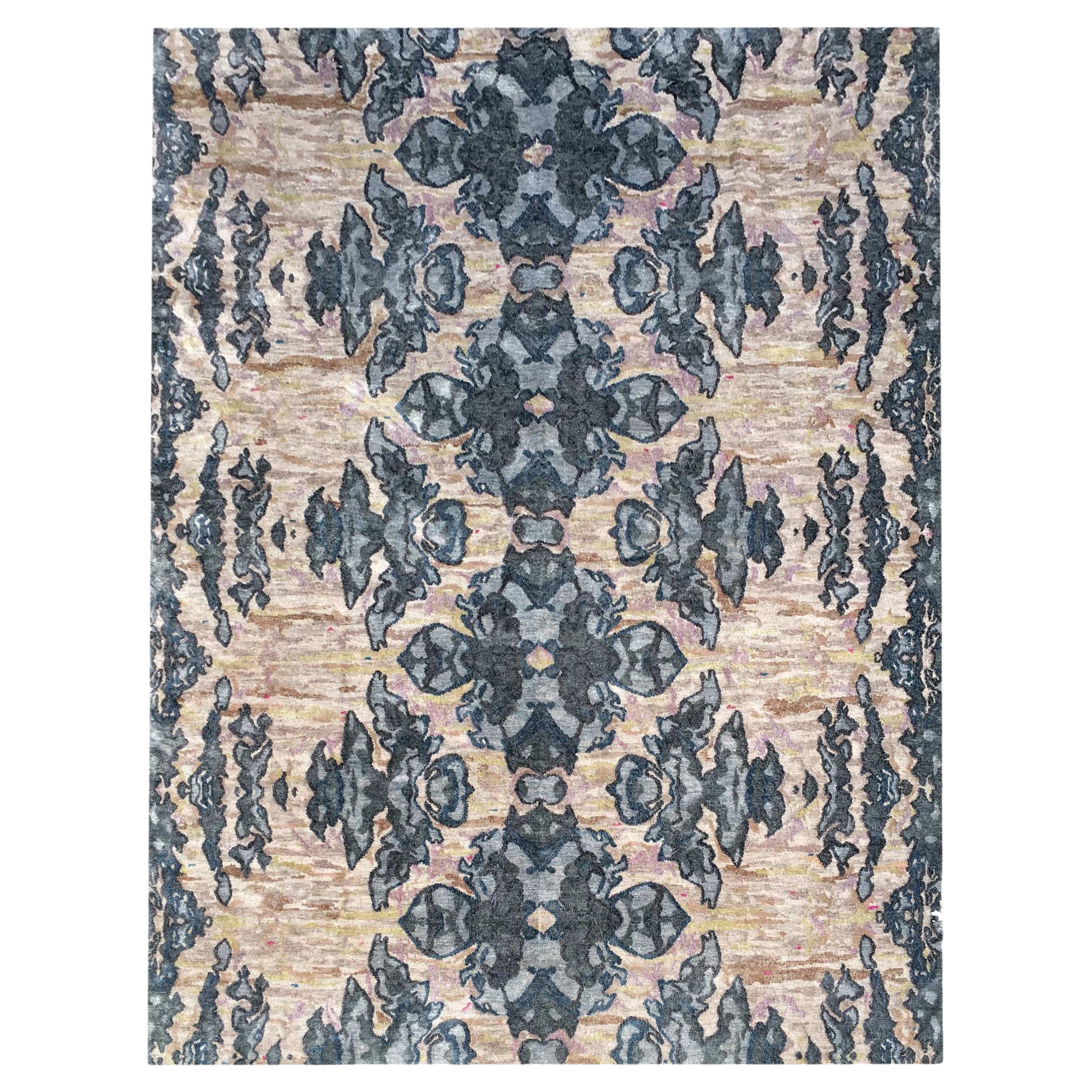 Dance Olive hand knotted Rug by Eskayel For Sale