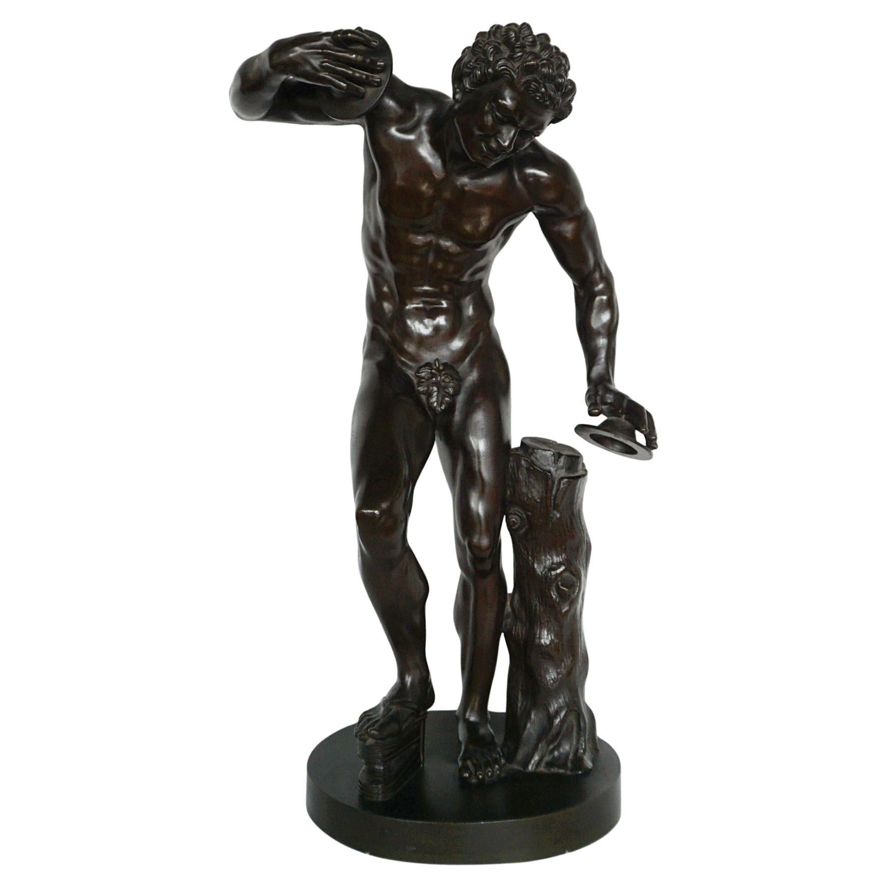 Gran escultura de bronce "El fauno bailarín" de Isaak Duchemin