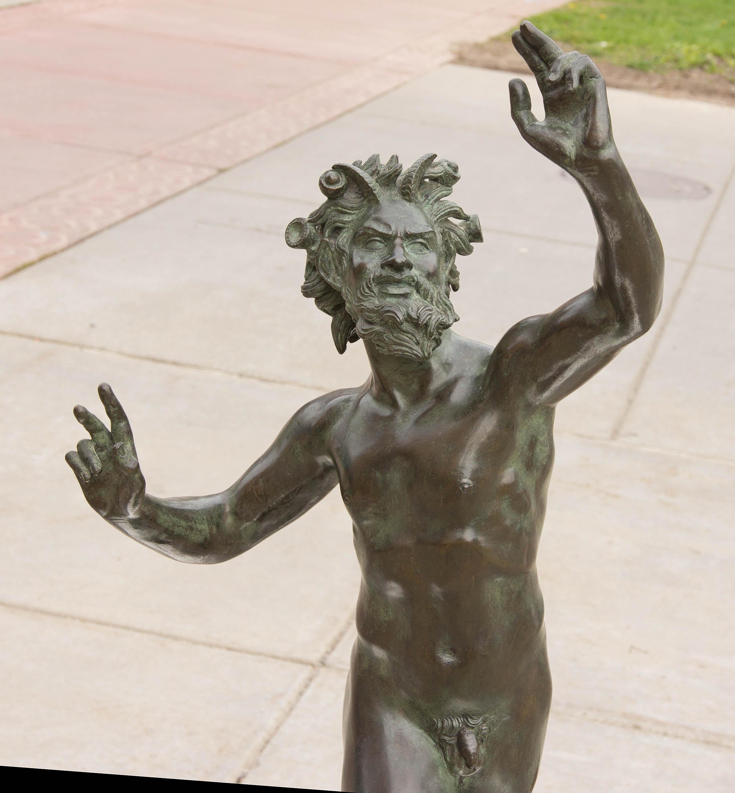 Italian The Dancing Faun of Pompeii a Bronze Sculpture