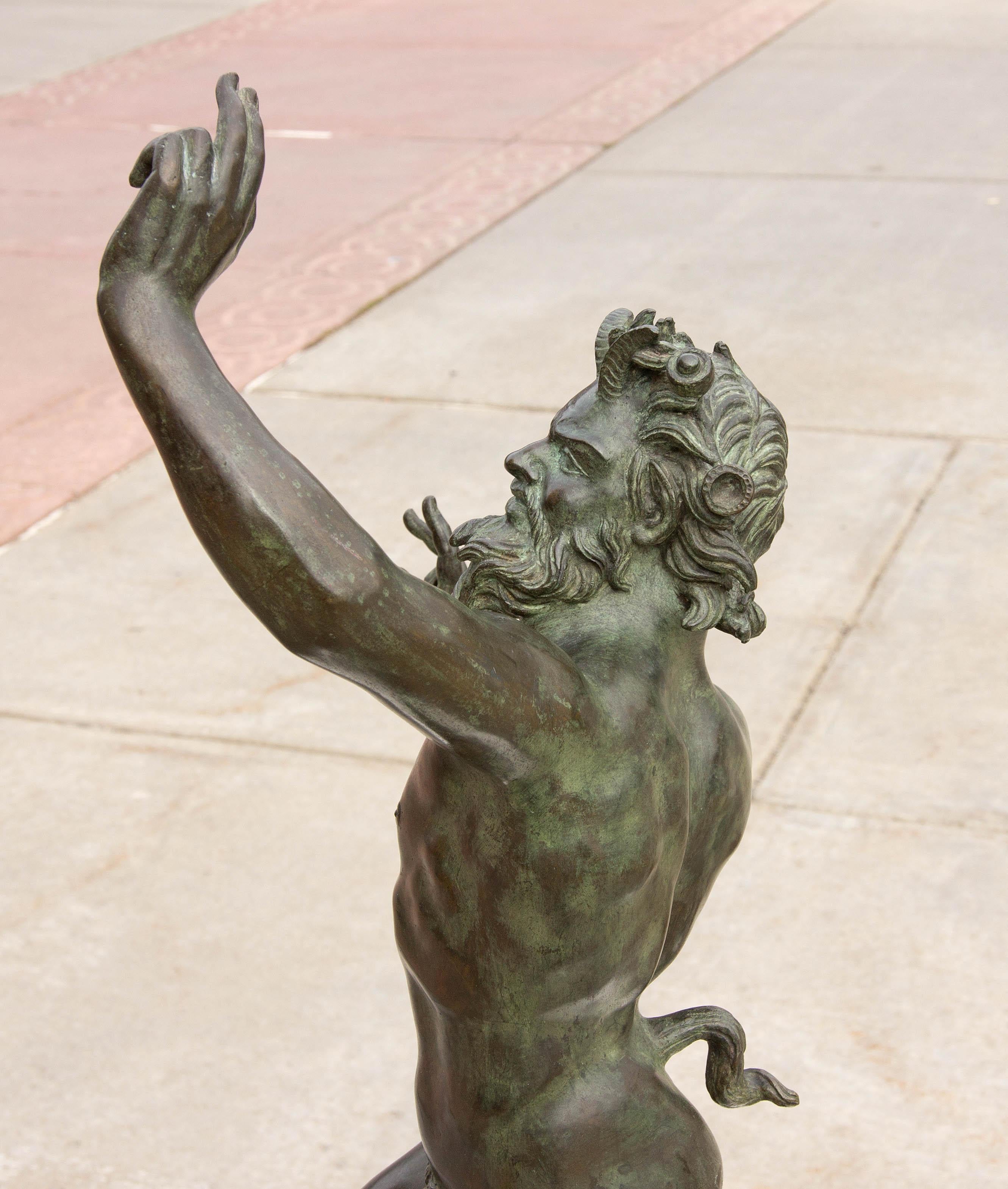 The Dancing Faun of Pompeii a Bronze Sculpture In Good Condition In Rochester, NY