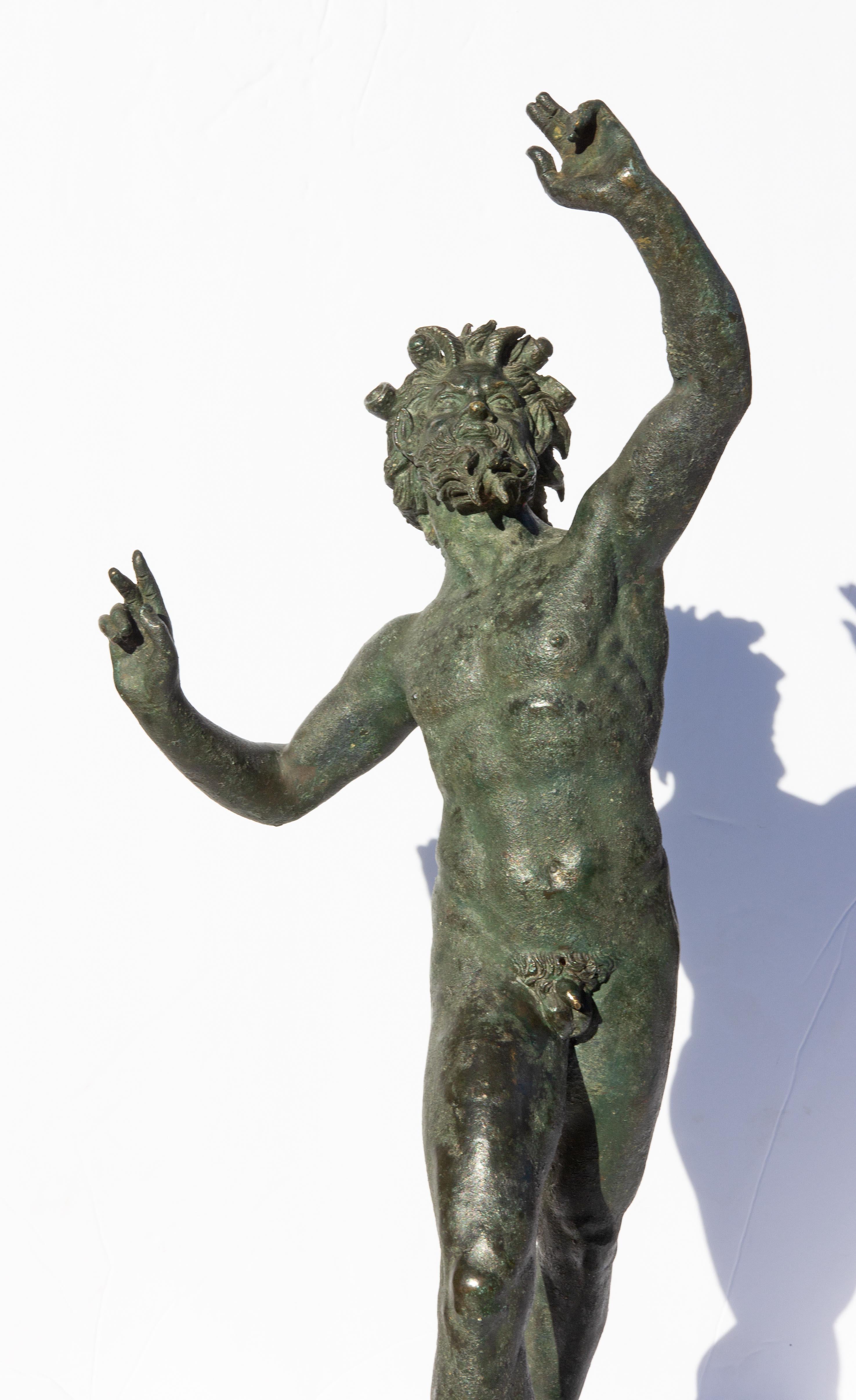 Dancing Faun of Pompeii a Bronze Sculpture Grand Tour In Good Condition In Rochester, NY