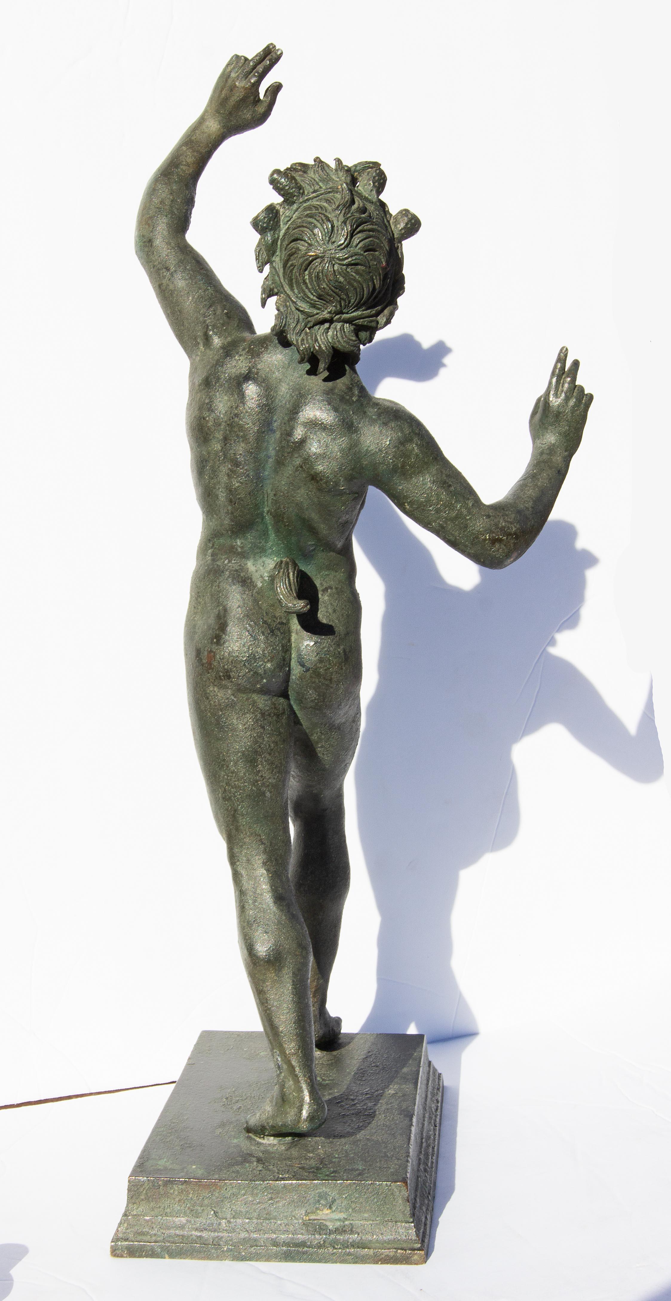 20th Century Dancing Faun of Pompeii a Bronze Sculpture Grand Tour