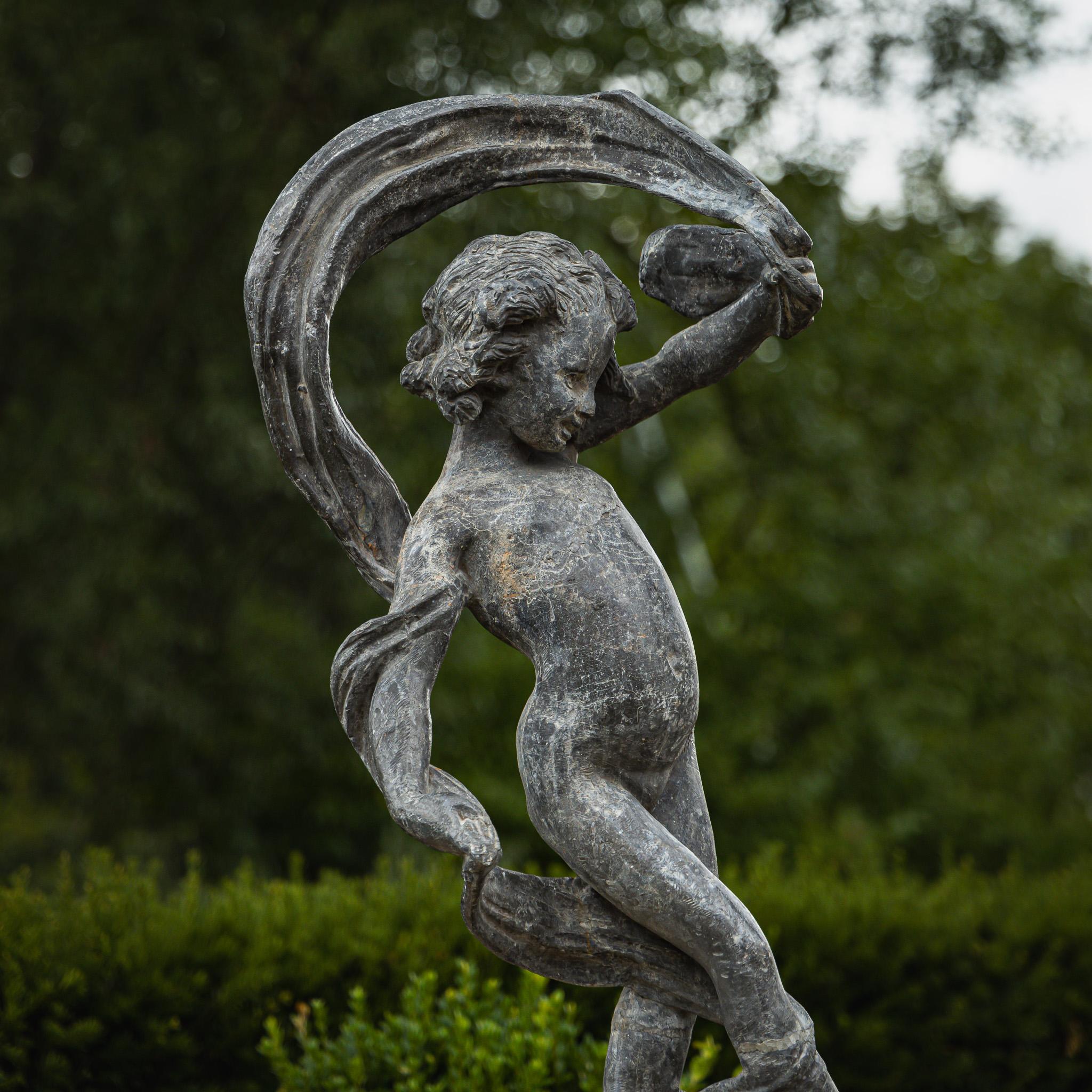 English The Dancing Girl, Lead Garden Sculpture, England, 1st Half 20th Century For Sale