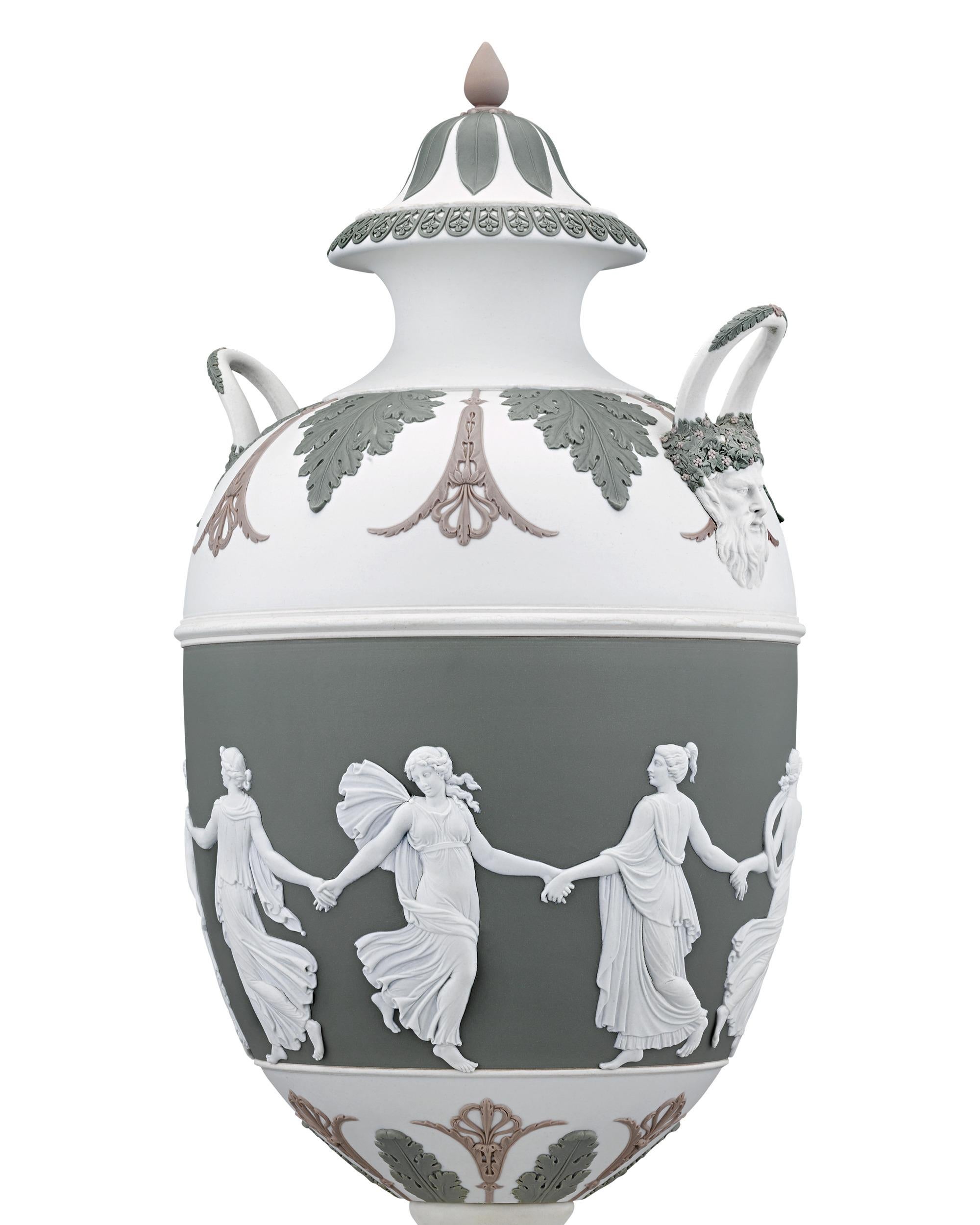English The Dancing Hours Tricolor Jasperware Vase by Wedgwood