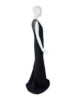 NWT's THE DANES Vintage Black Silk Extra Long Evening Gown Maxi Dress