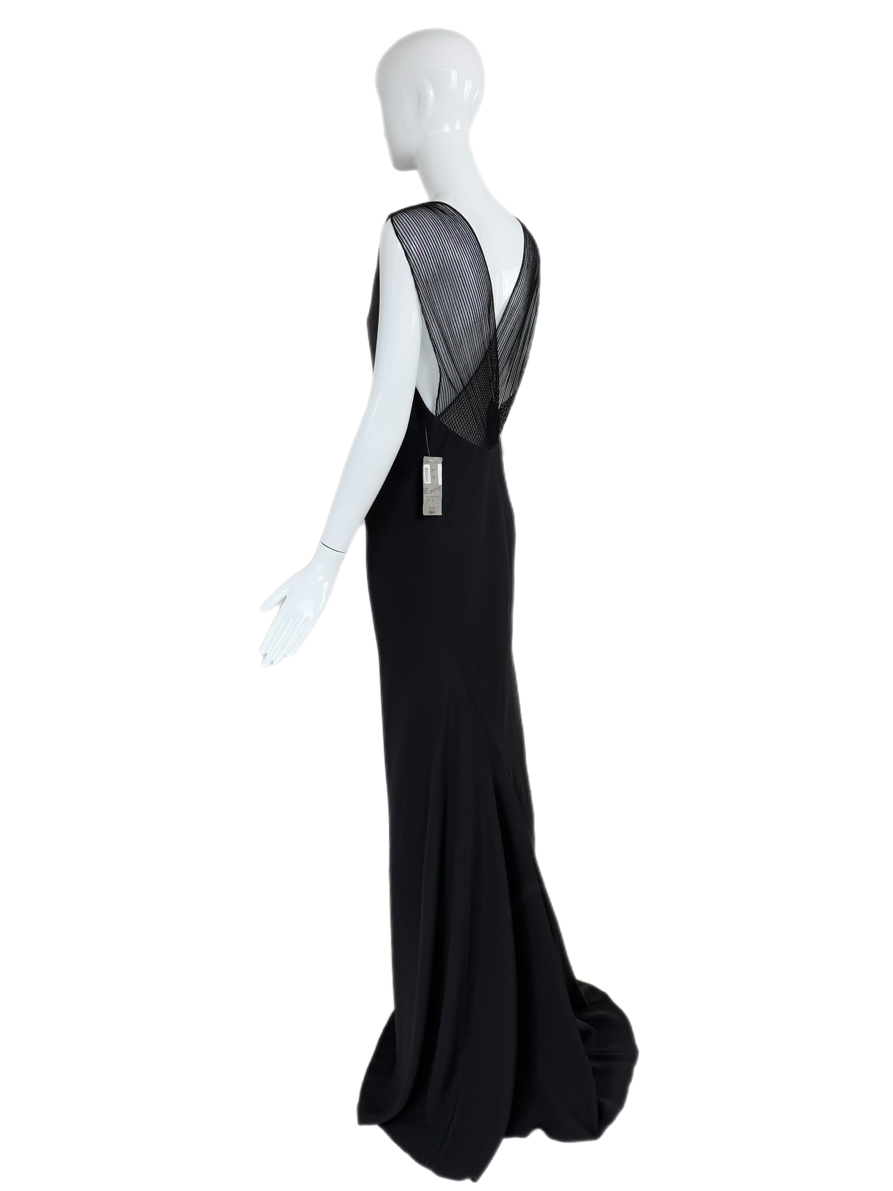 THE DANES Vintage Vestido de noche extra largo de seda negra Maxi Vestido Negro en venta