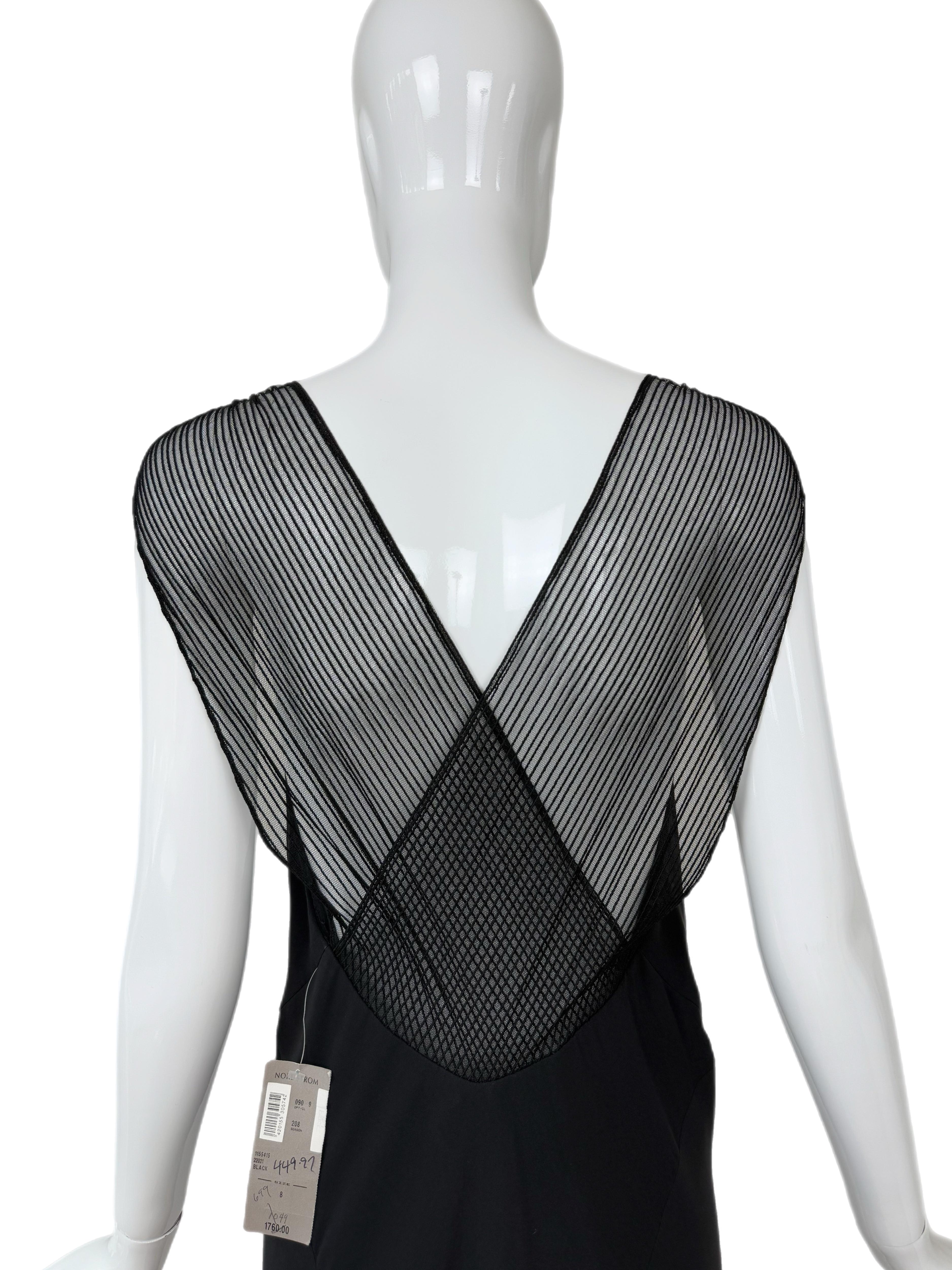 THE DANES Vintage Vestido de noche extra largo de seda negra Maxi Vestido en venta 1