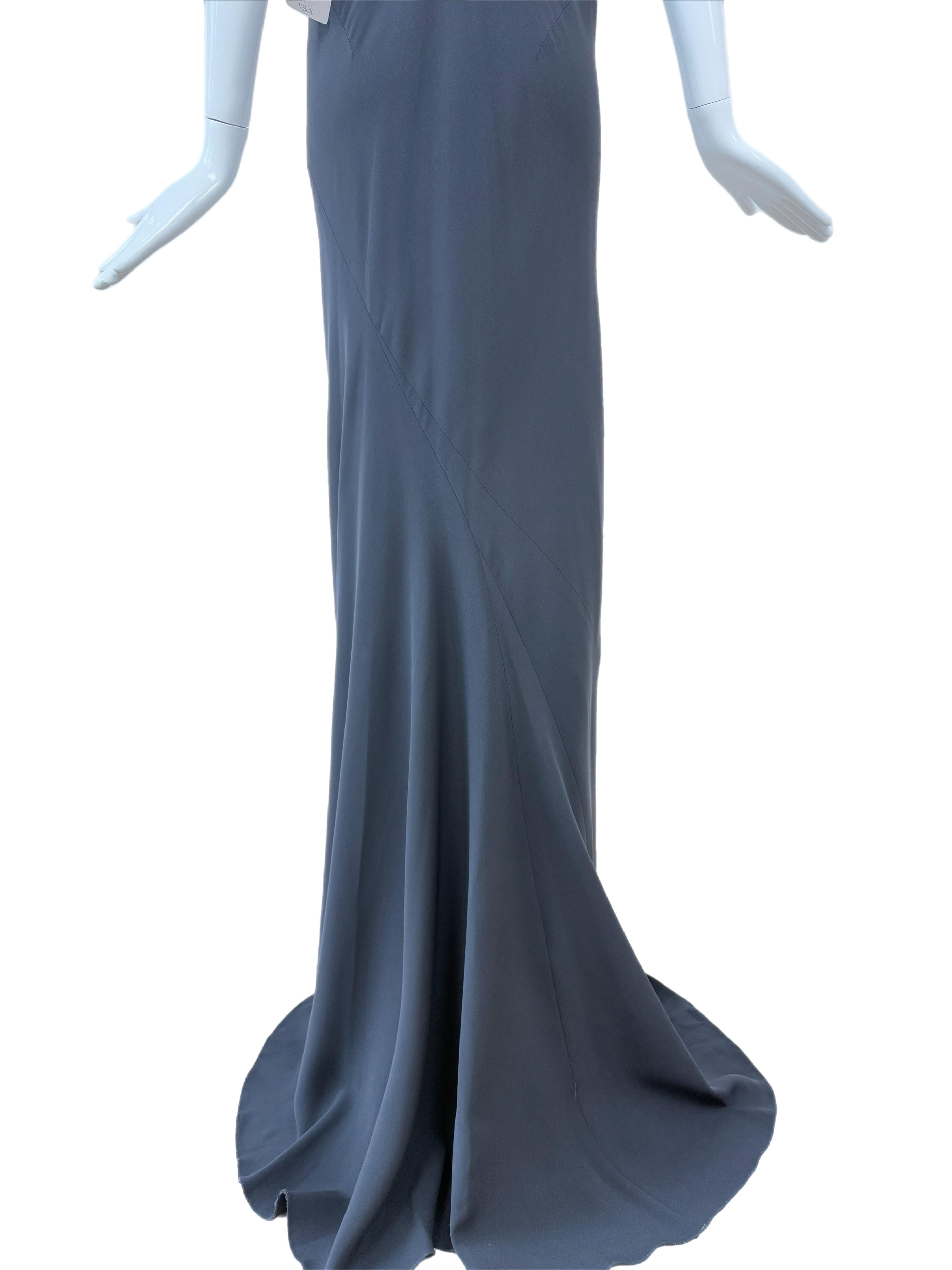 THE DANES Vintage Vestido de noche extra largo de seda negra Maxi Vestido en venta 3