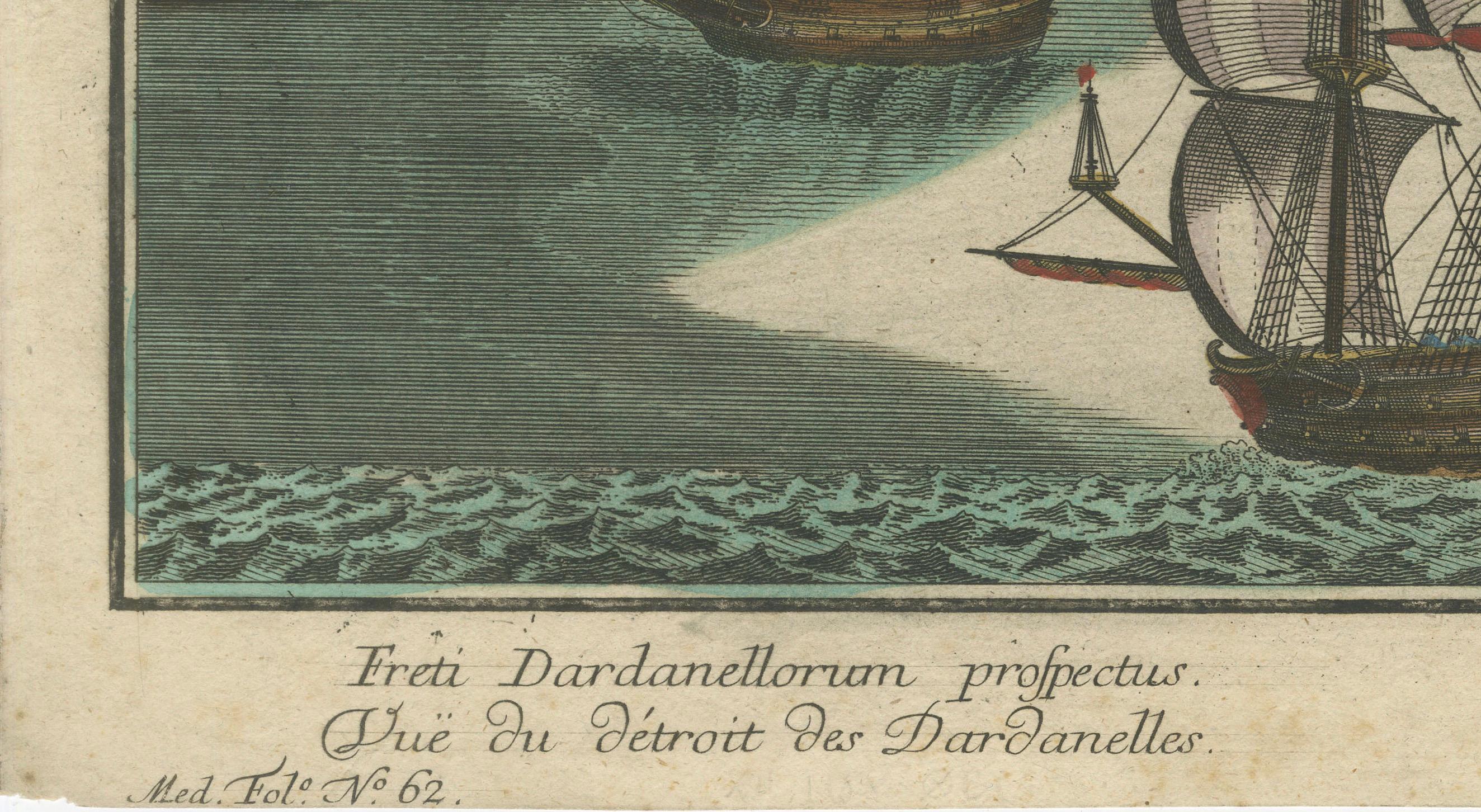 Gravé Les Dardanelles à l'âge de la voile : une gravure Panoramique, vers 1765 en vente