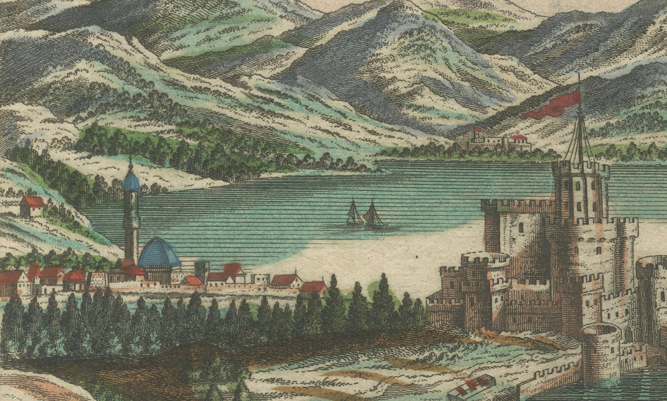 Les Dardanelles à l'âge de la voile : une gravure Panoramique, vers 1765 Bon état - En vente à Langweer, NL