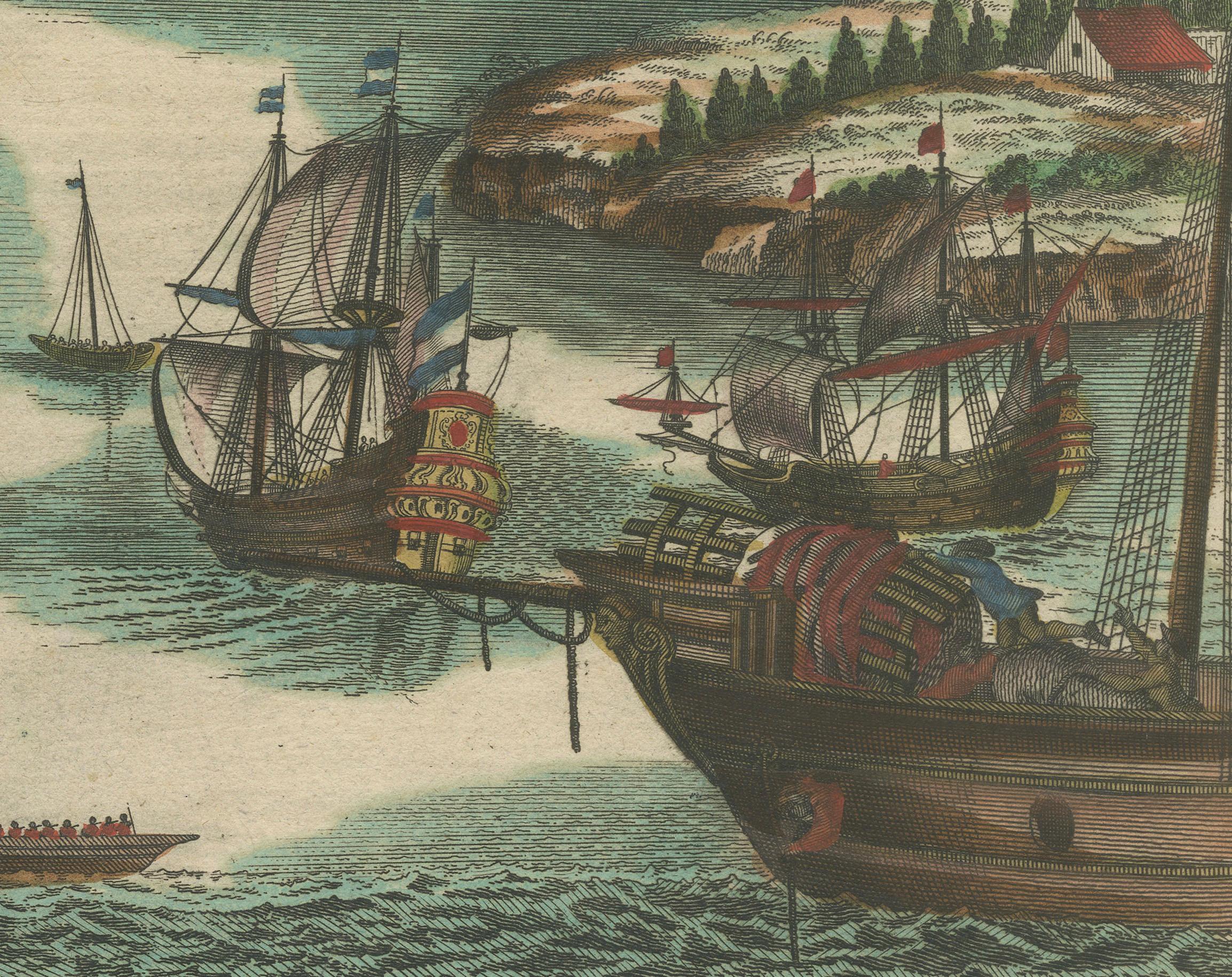 Papier Les Dardanelles à l'âge de la voile : une gravure Panoramique, vers 1765 en vente