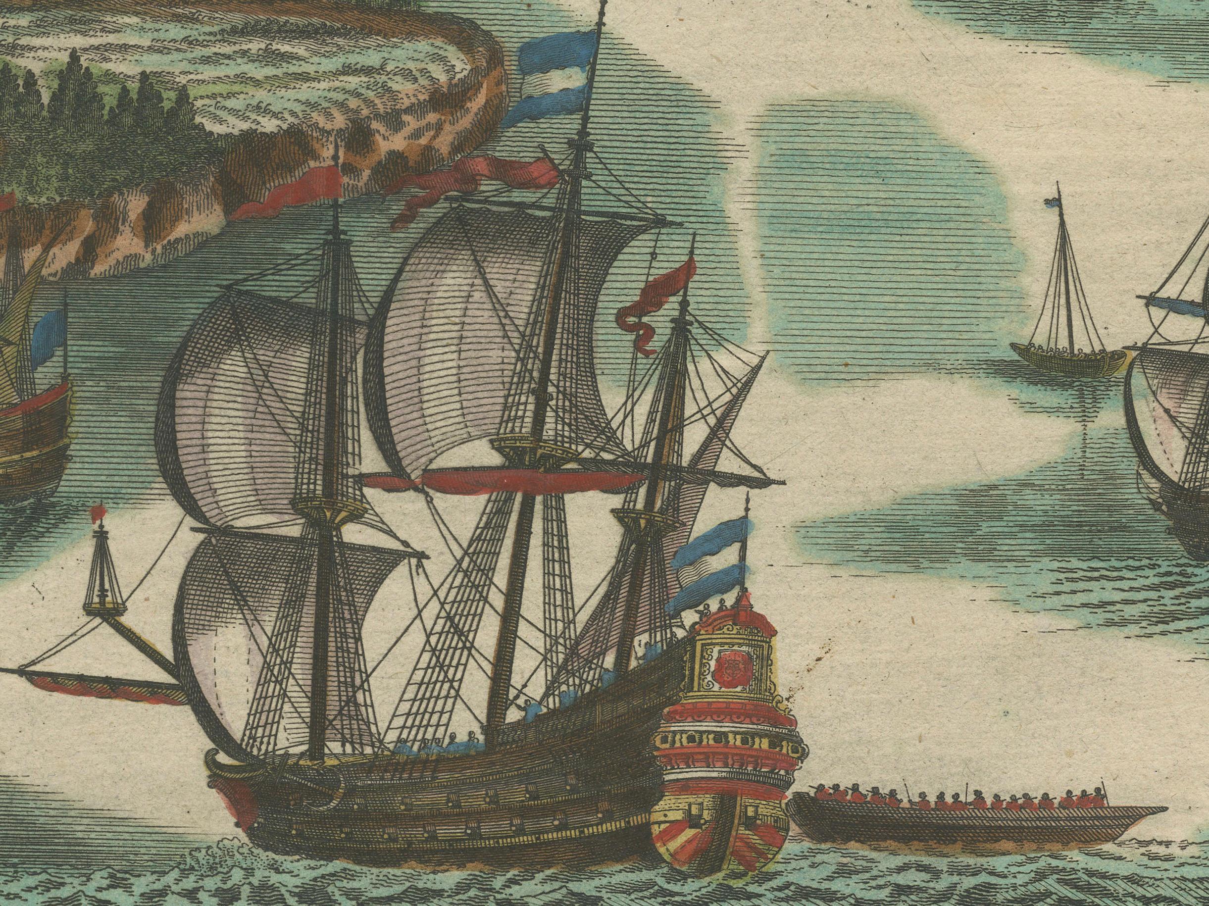Les Dardanelles à l'âge de la voile : une gravure Panoramique, vers 1765 en vente 1