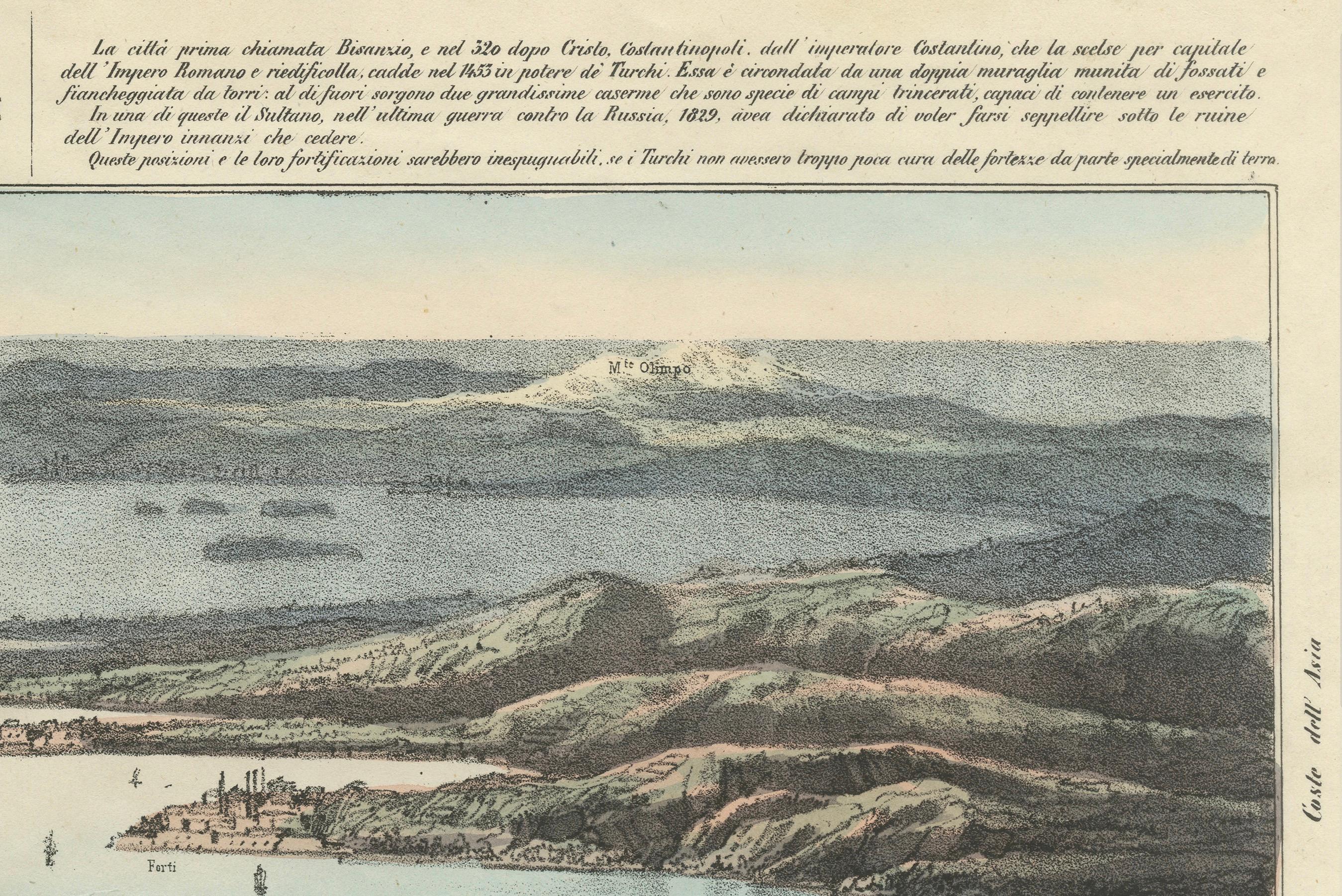 The Dardanelles Strait: A Strategic Passage in a Colored Lithograph, 1853 In Good Condition In Langweer, NL