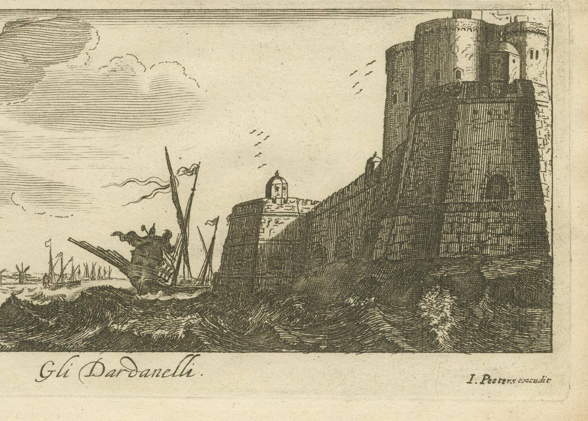 The Dardanelles with Fortified Towers and Maritime Activity, ca. 1680