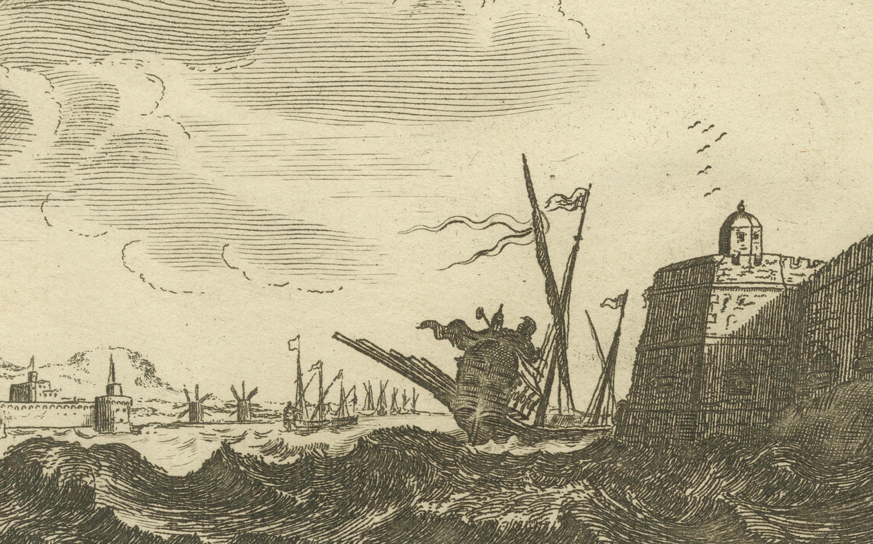 Los Dardanelos con torres fortificadas y actividad marítima, hacia 1680 finales del siglo XVII en venta