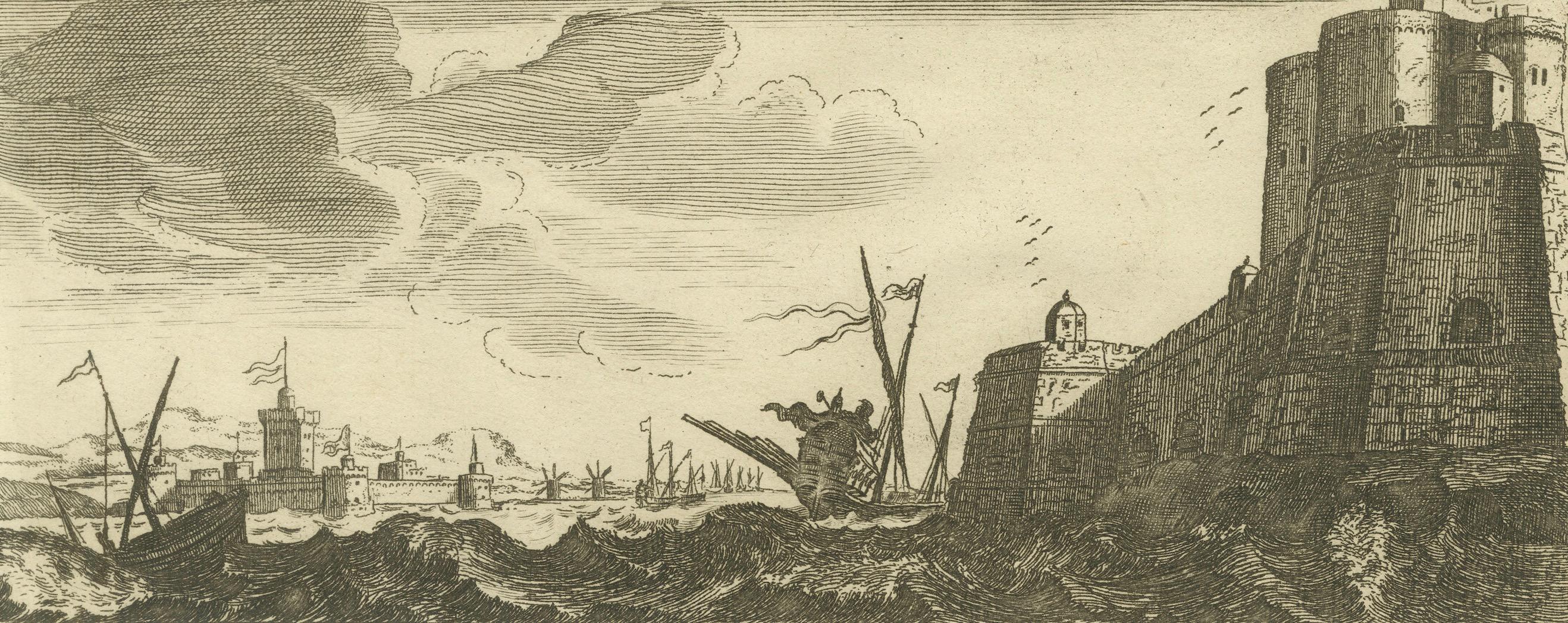 Los Dardanelos con torres fortificadas y actividad marítima, hacia 1680 Papel en venta