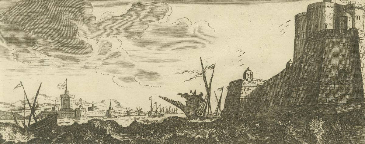 The Dardanelles with Fortified Towers and Maritime Activity, ca. 1680