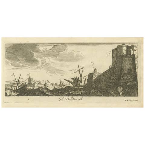 The Dardanelles with Fortified Towers and Maritime Activity, ca. 1680
