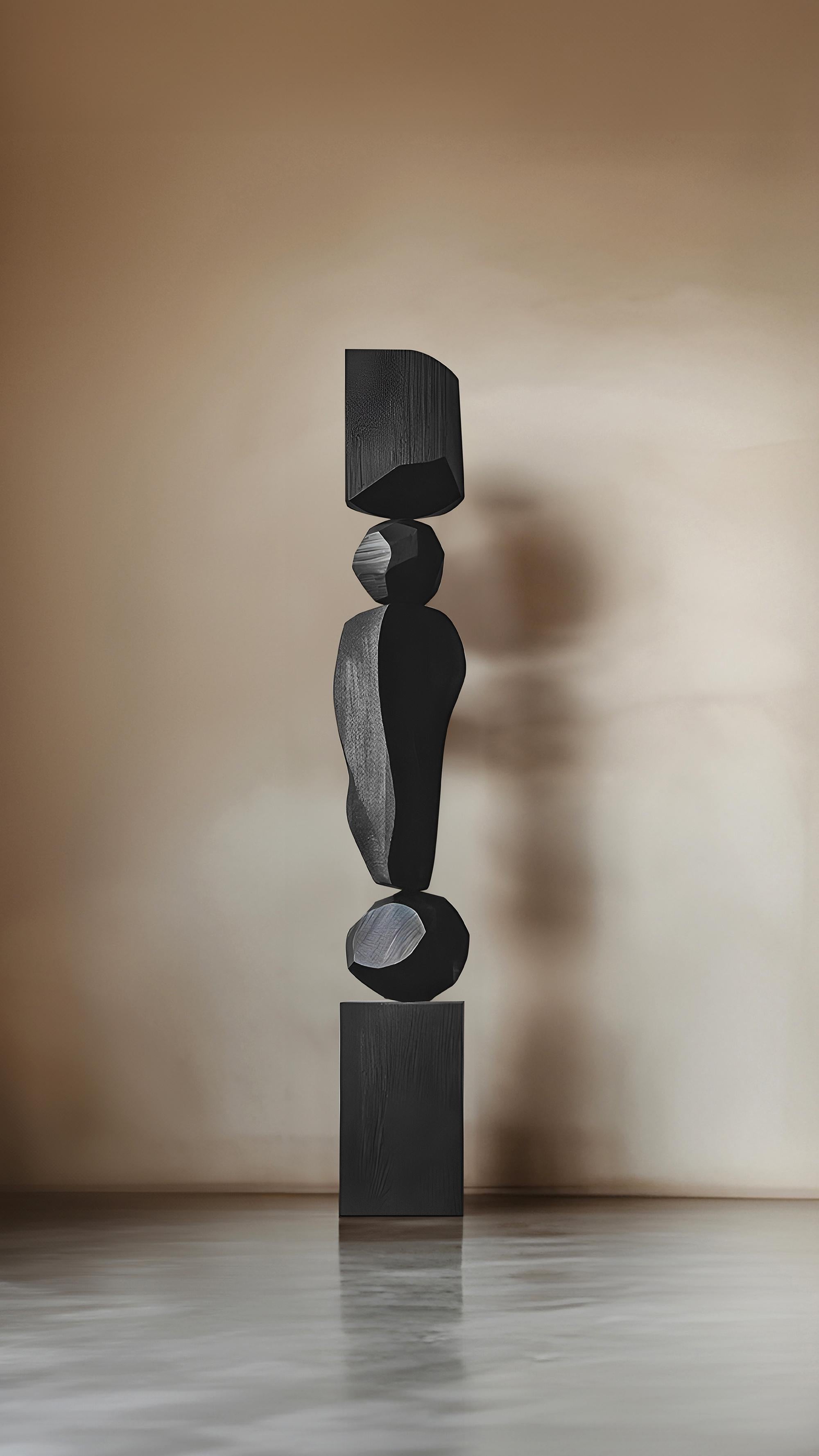 Hand-Crafted Black Solid Wood Sculpture by Escalona, Still Stand 102 For Sale