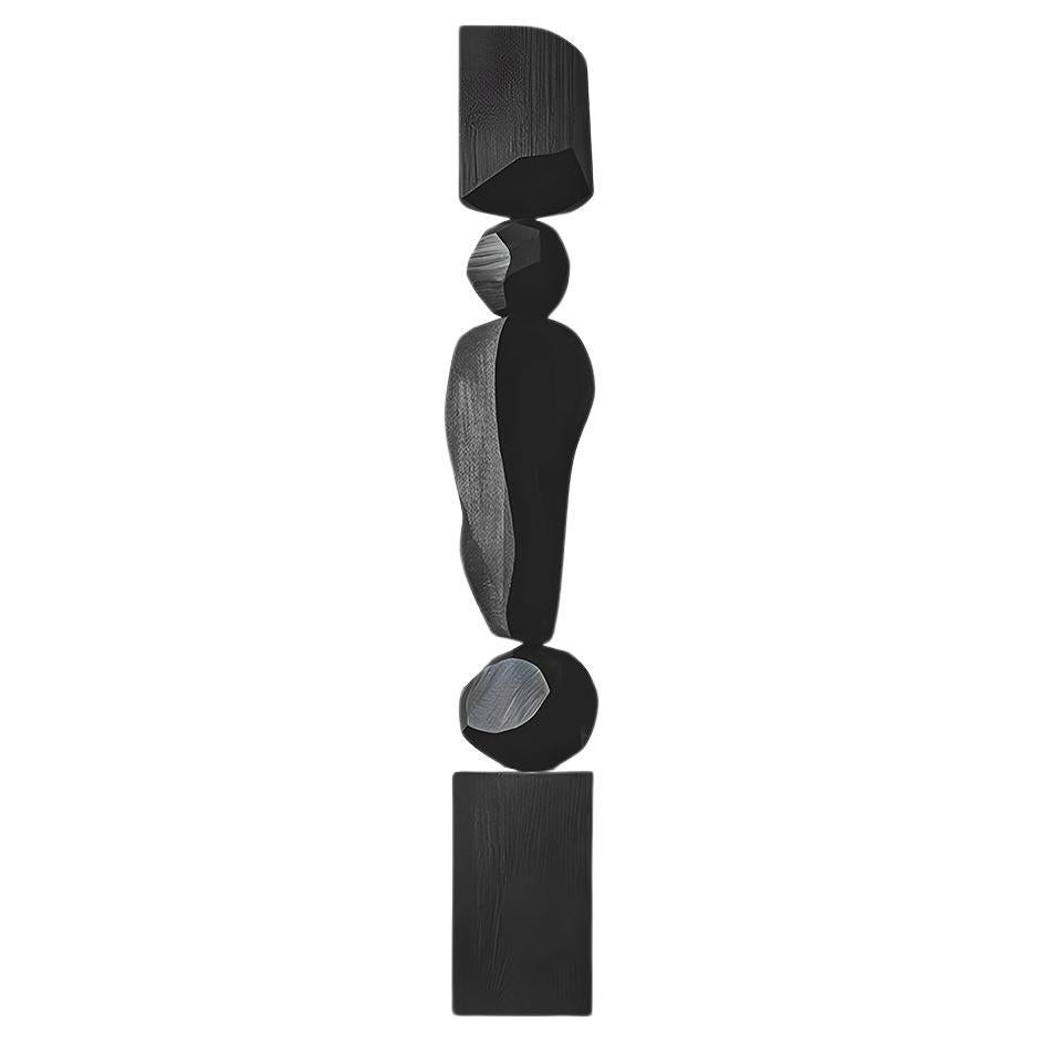 Black Solid Wood Sculpture by Escalona, Still Stand 102 For Sale