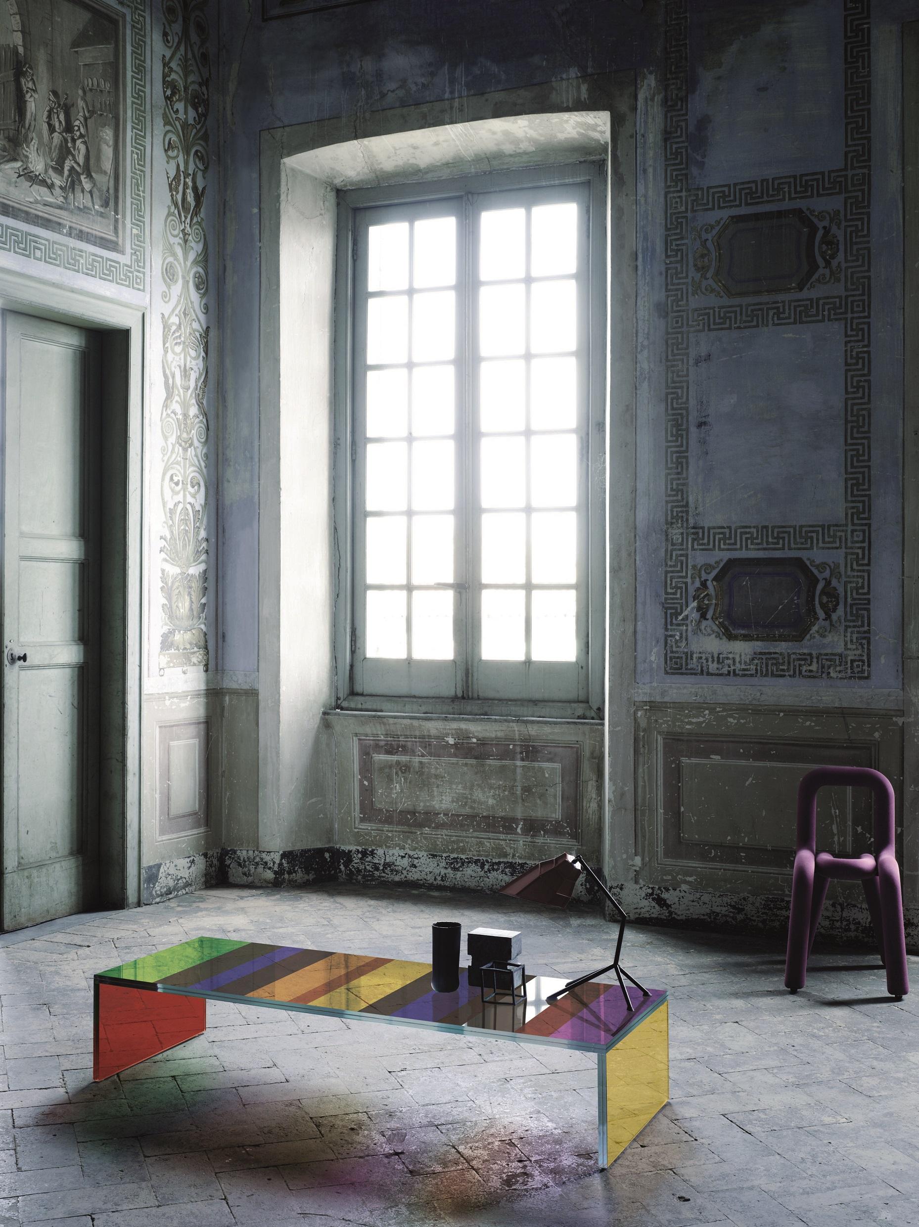 Italian THE DARK SIDE OF THE MOON Low Table in Striped Glass, by Piero Lissoni IN STOCK For Sale