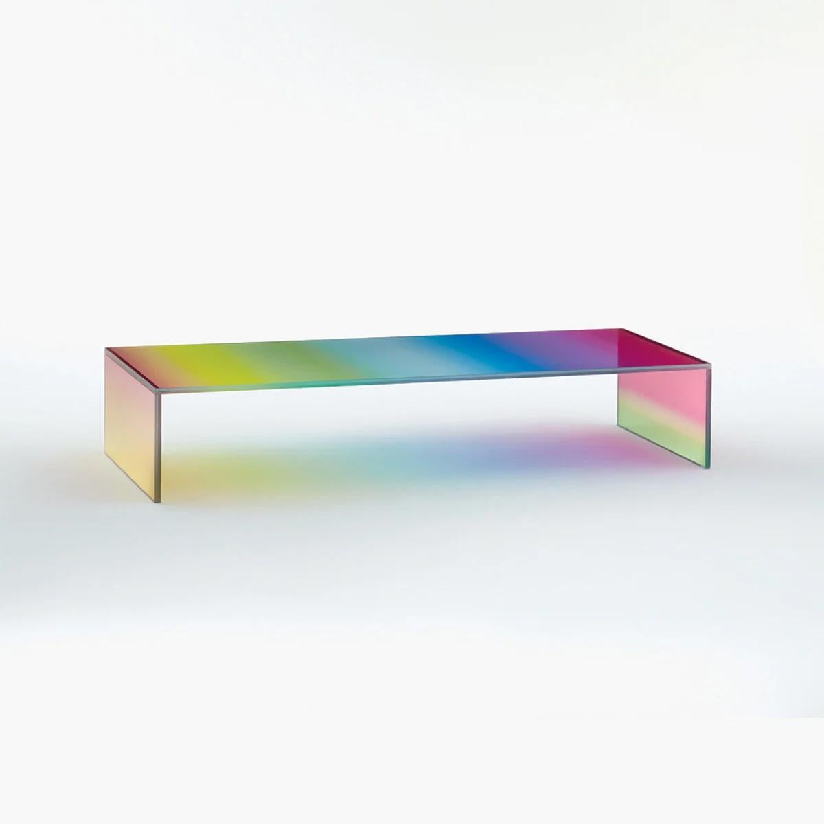 THE DARK SIDE OF THE MOON Low Table in Striped Glass, by Piero Lissoni IN STOCK In New Condition For Sale In Macherio, IT