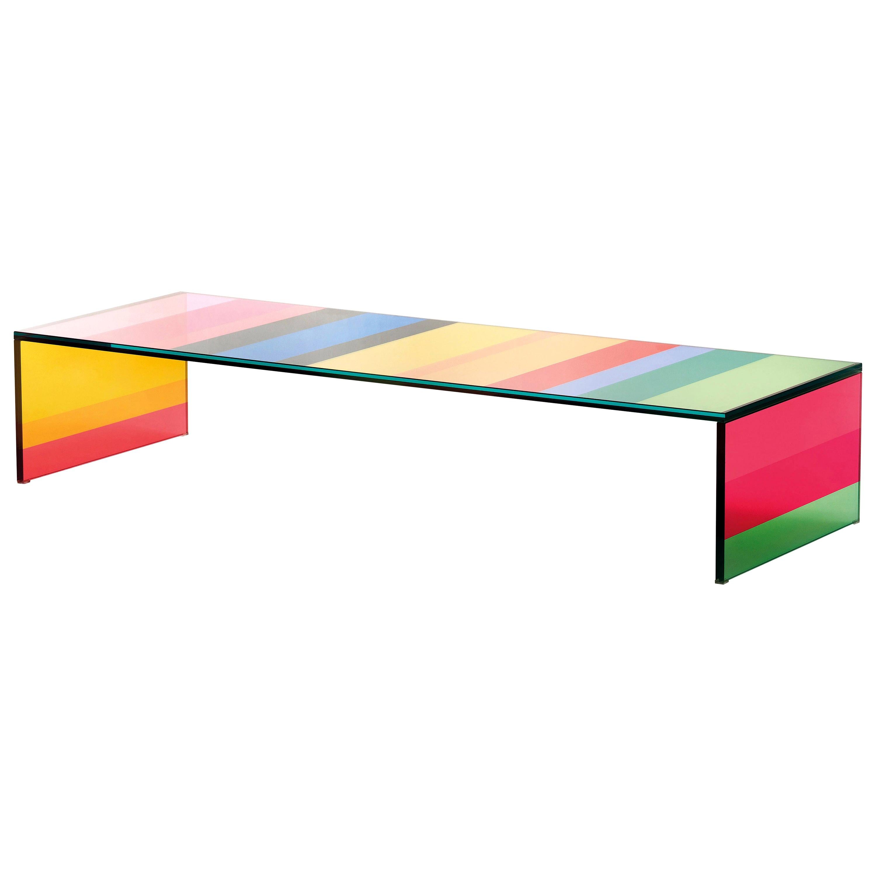 THE DARK SIDE OF THE MOON Low Table in Striped Glass, by Piero Lissoni IN STOCK For Sale