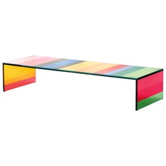 THE DARK SIDE OF THE MOON Low Table in Striped Glass, by Piero Lissoni IN STOCK