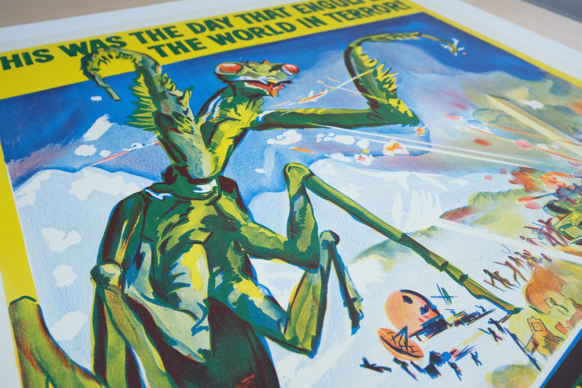 Size: One-Sheet

Condition: Mint

Dimensions: 1150mm x 780mm (inc. Linen Border)

Type: Original Lithographic Print - Linen Backed

Year: 1957

Details: A rare original poster for the classic 1957 Sci-Fi film ‘The Deadly Mantis’. This