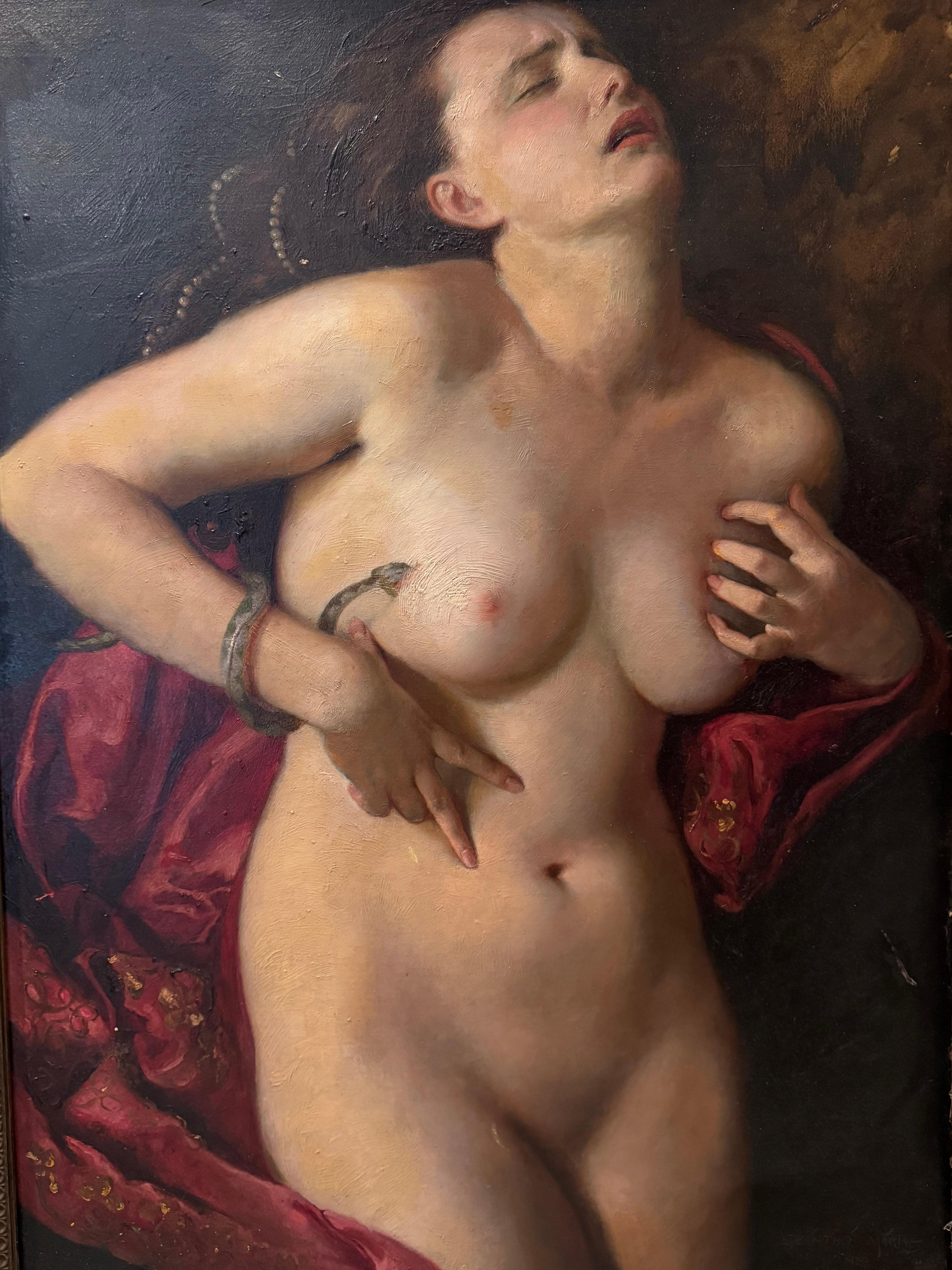 Dipinto a mano La morte di Cleopatra, Maria Szantho, 1928 in vendita