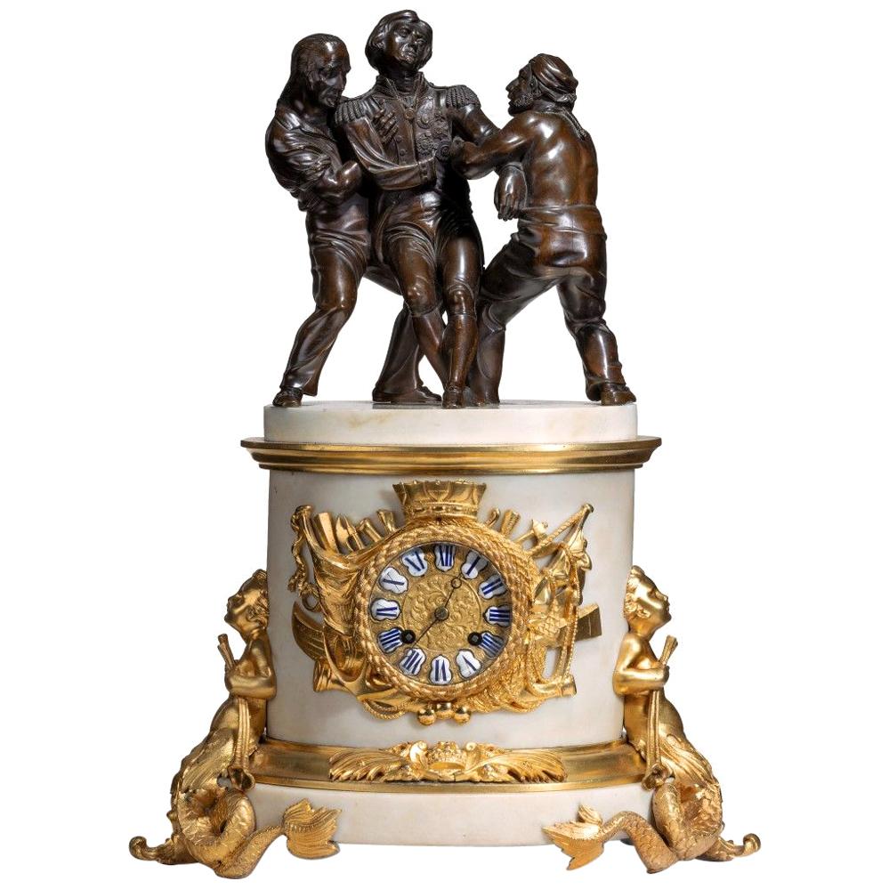 'The Death of Nelson’ Commemorative Striking Mantelpiece Clock For Sale