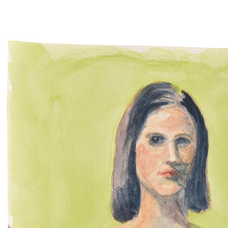 The Debutante de Clair Seglem, peinture de portrait vert d'une femme nue Excellent état - En vente à Oklahoma City, OK