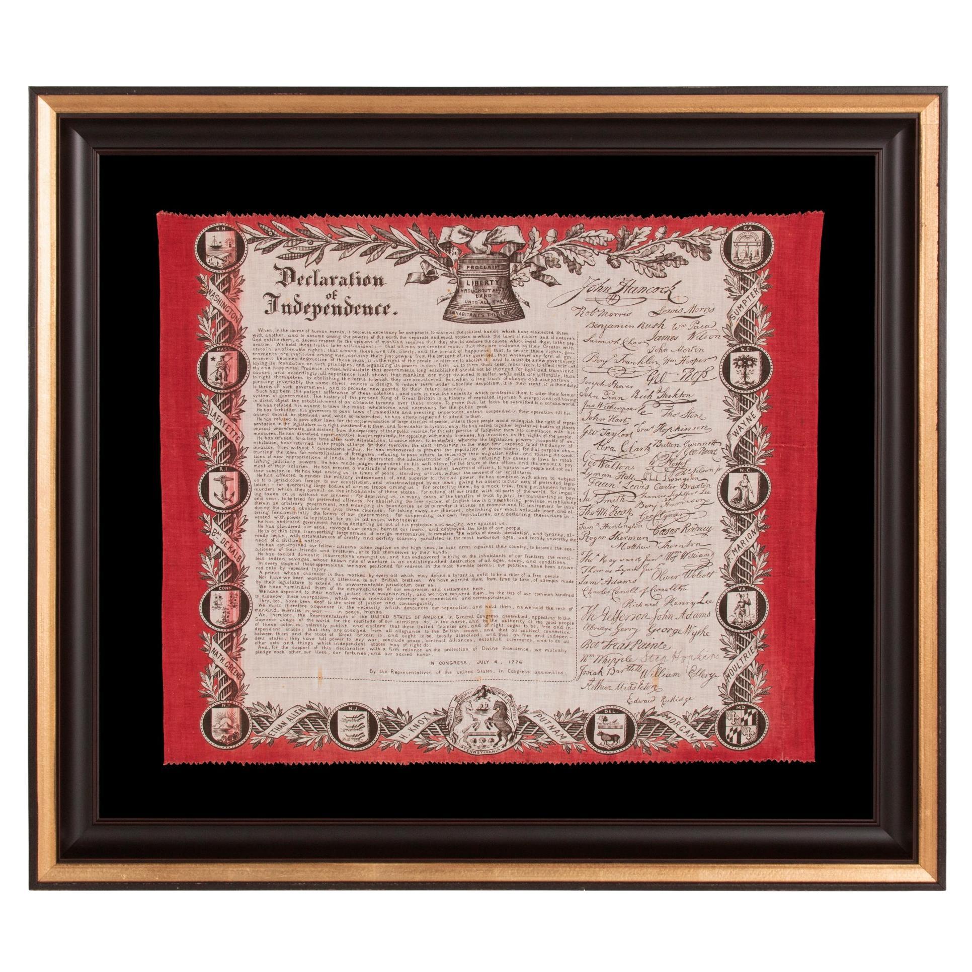 The Declaration of Independence, Printed on Cotton, ca 1876