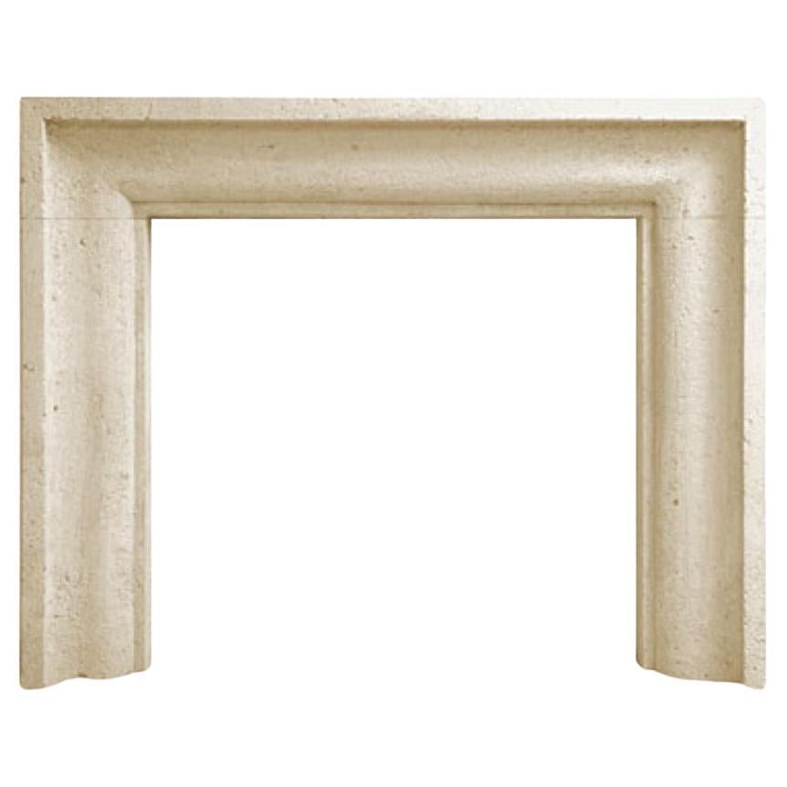 The Deco: A Transitional Carved Stone Fireplace in the Art Deco Style For Sale