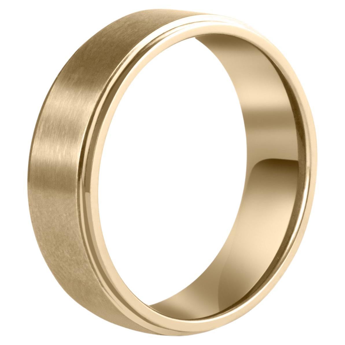 For Sale:  Decorah: 14K Gold Flat Brushed W/ Recessed Edge Comfort Fit Wedding Band