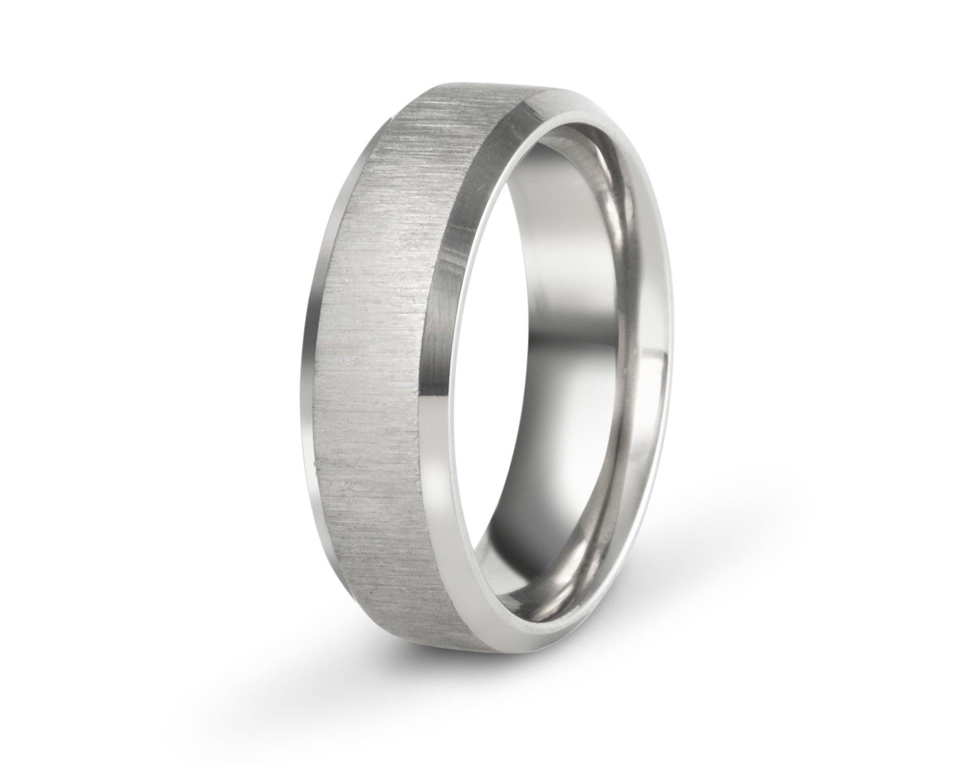 For Sale:  The Del Toro : Micro-Etching Titanium Polished Bevel Comfort Fit Wedding Band 2