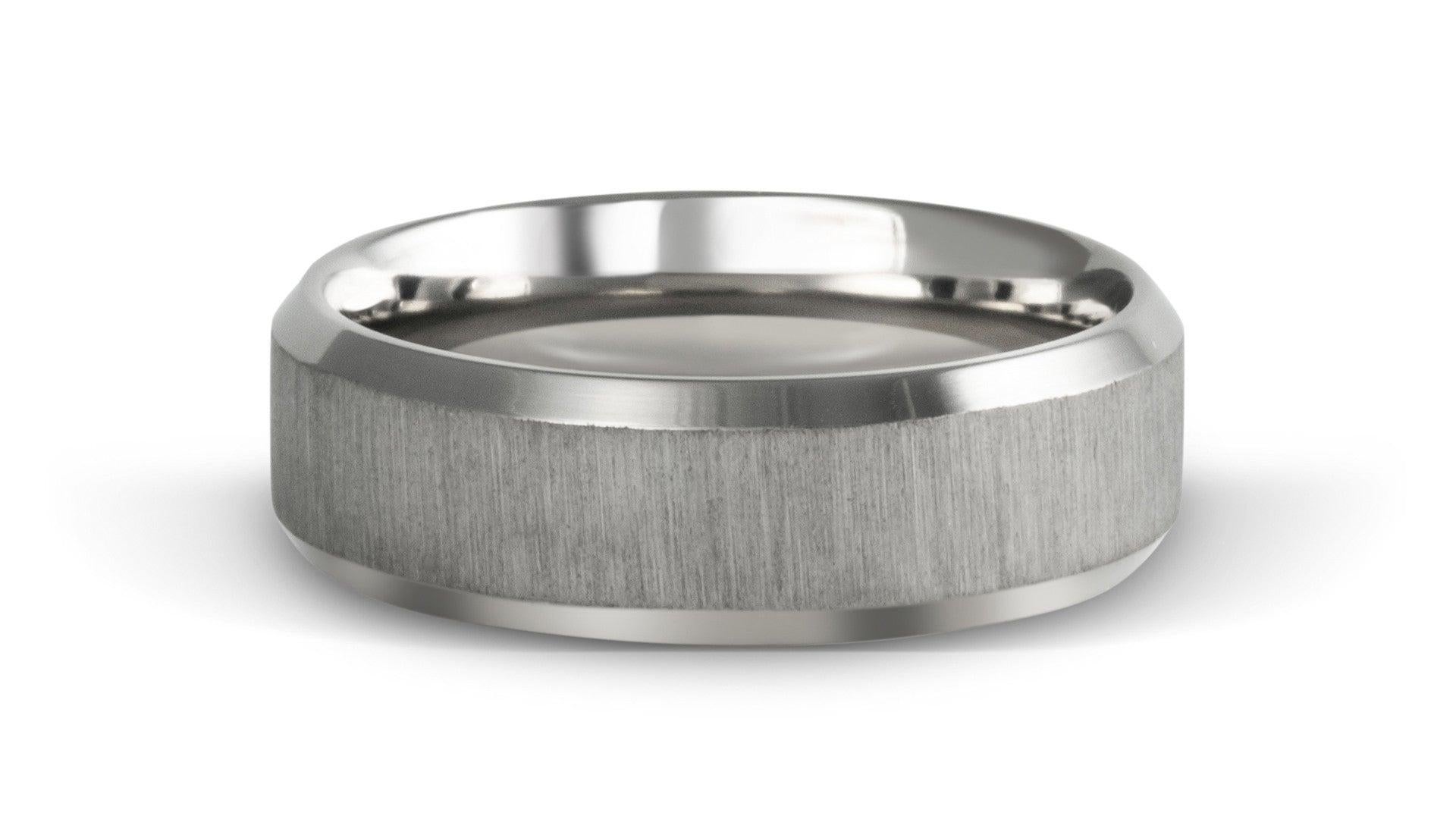 For Sale:  The Del Toro : Micro-Etching Titanium Polished Bevel Comfort Fit Wedding Band 3